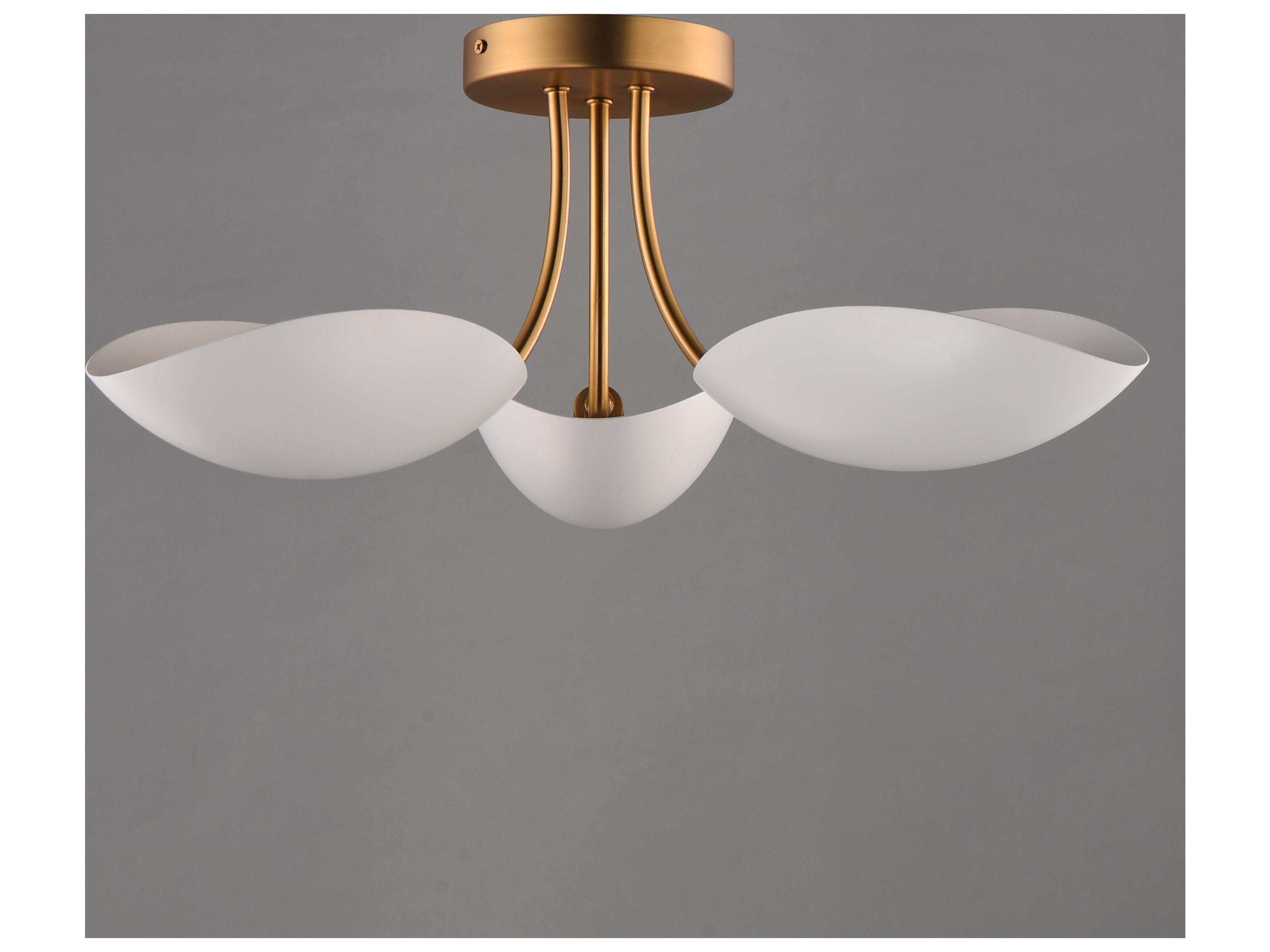 Maxim Lighting Maris 3- Light White natural Aged Brass Geometric Bowl Semi Flush Mount
