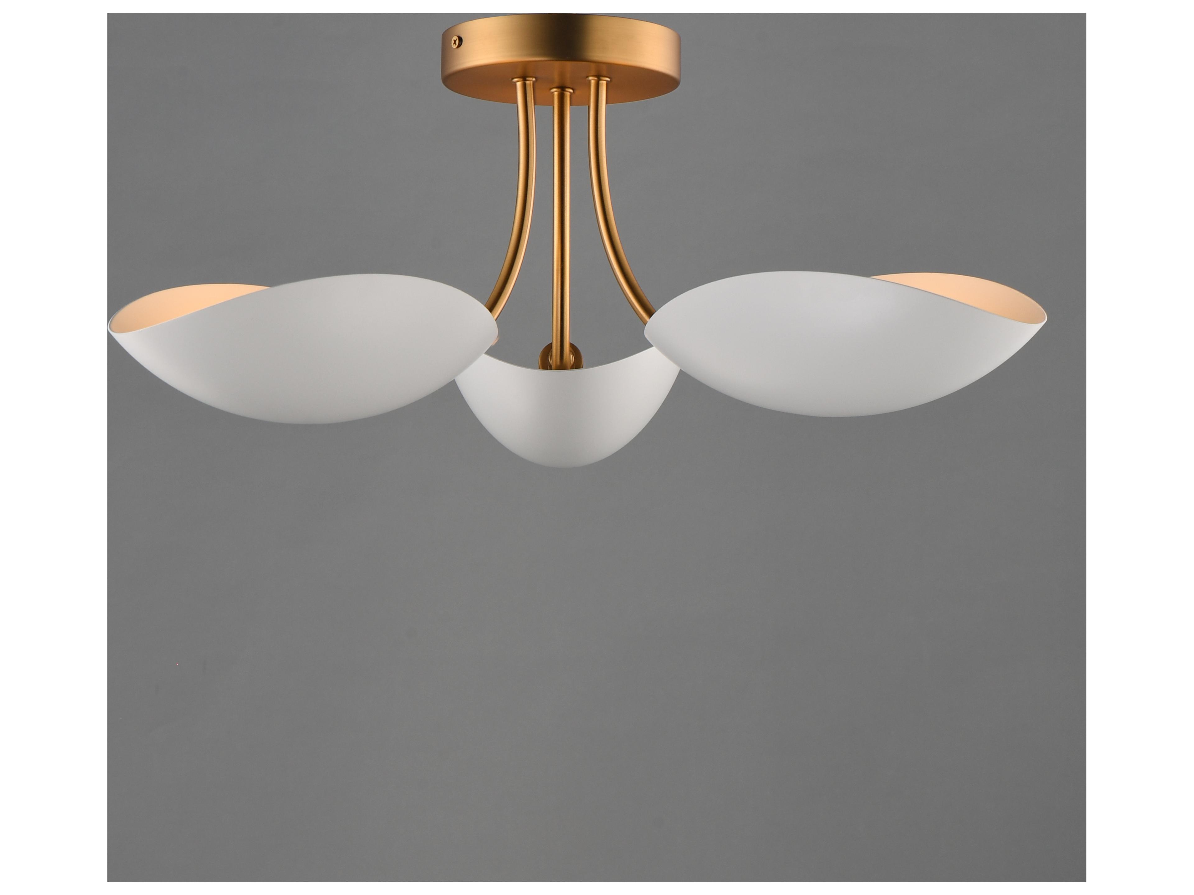 Maxim Lighting Maris 3- Light White natural Aged Brass Geometric Bowl Semi Flush Mount
