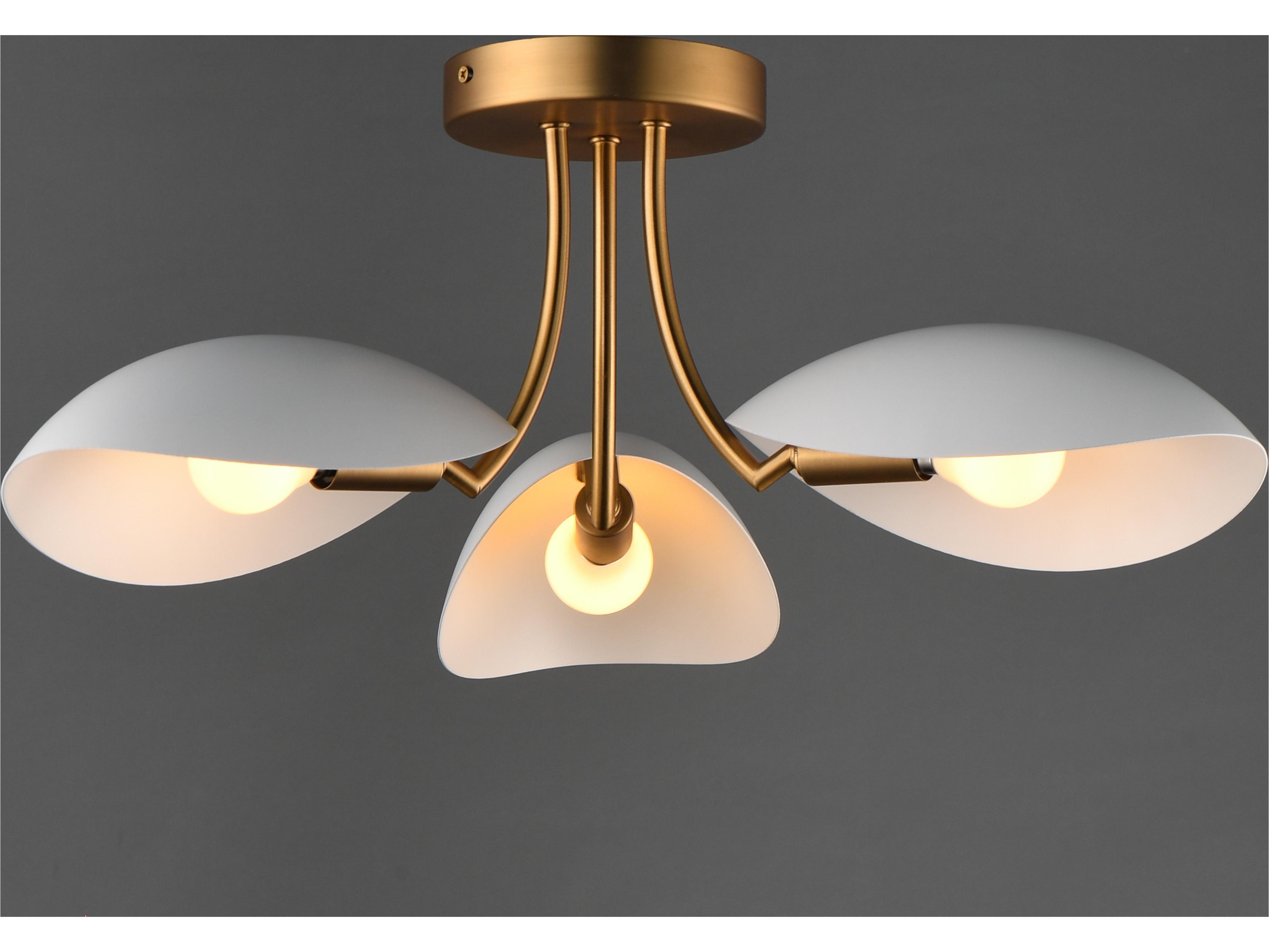 Maxim Lighting Maris 3- Light White natural Aged Brass Geometric Bowl Semi Flush Mount