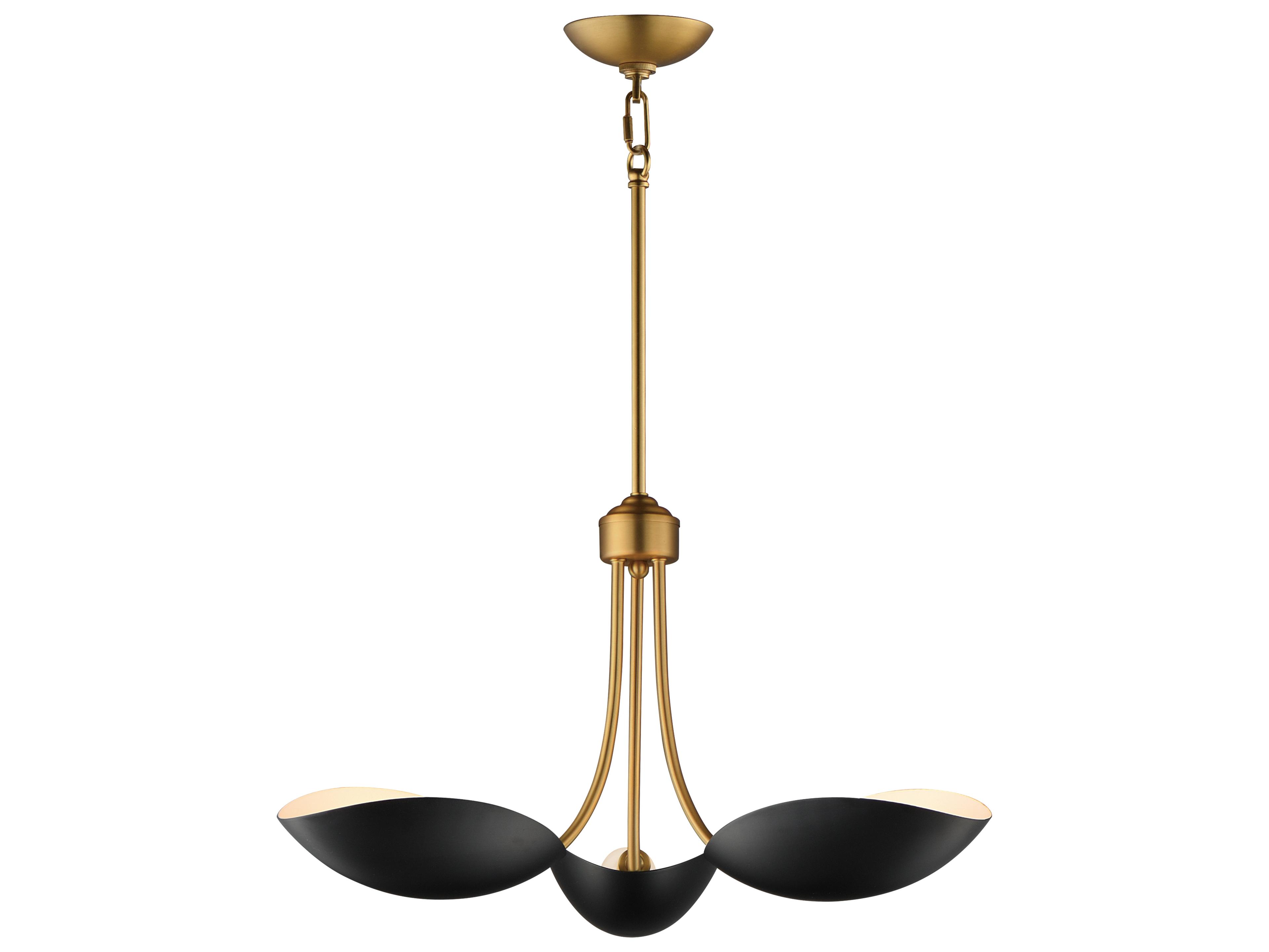 Maris 3- Light Black Natural Aged Brass Bowl Chandelier