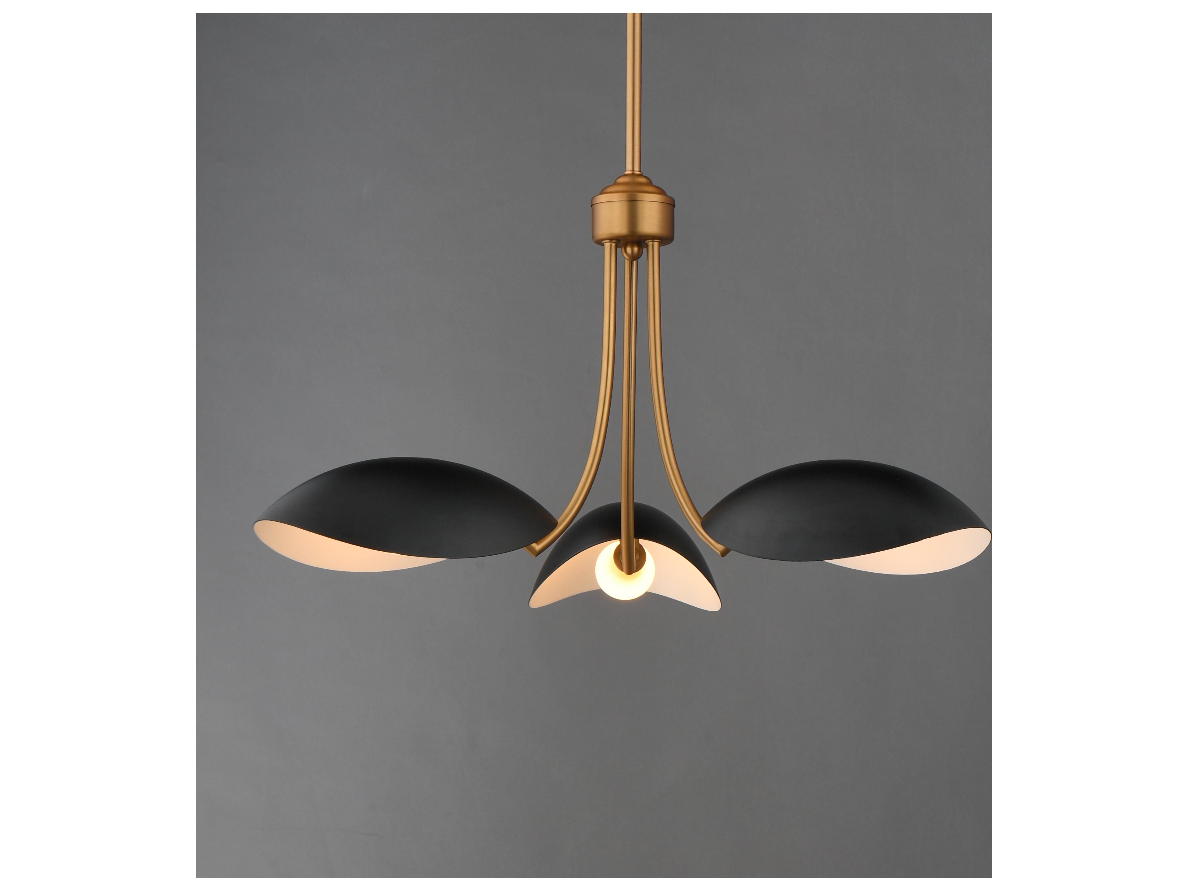 Maxim Lighting Maris 3- Light Black Natural Aged Brass Bowl Chandelier