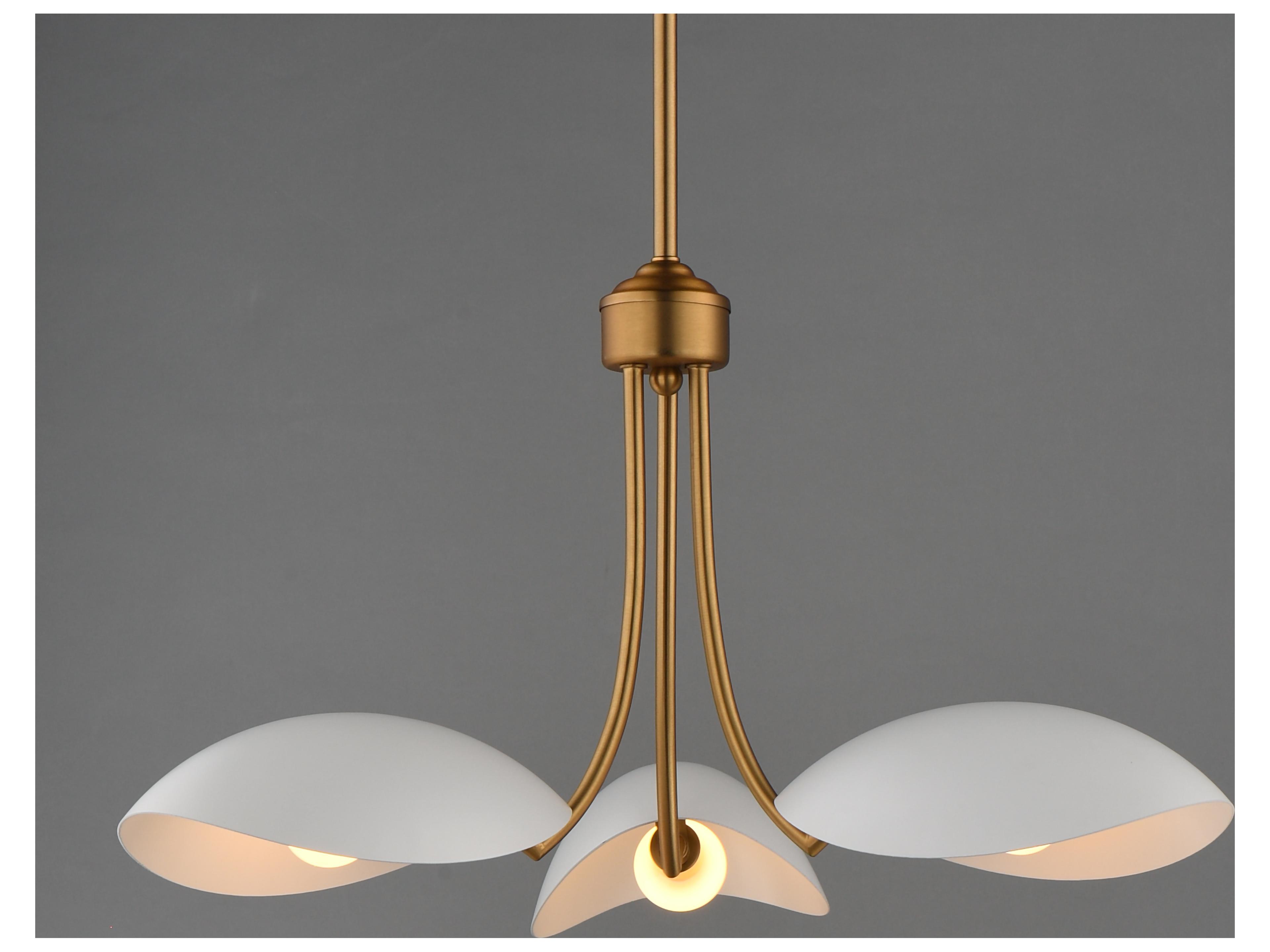 Maxim Lighting Maris 3- Light White natural Aged Brass Bowl Chandelier
