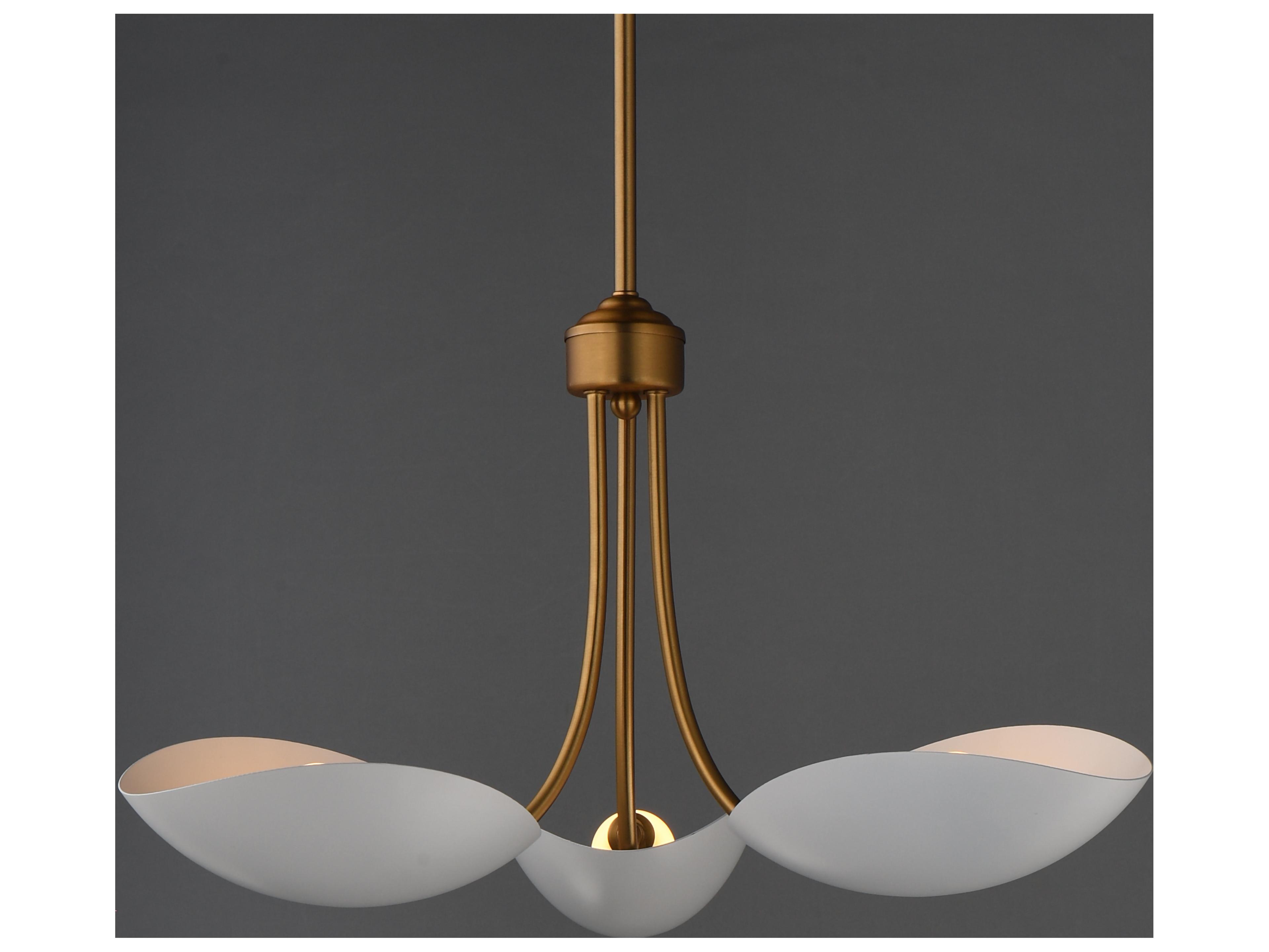 Maxim Lighting Maris 3- Light White natural Aged Brass Bowl Chandelier