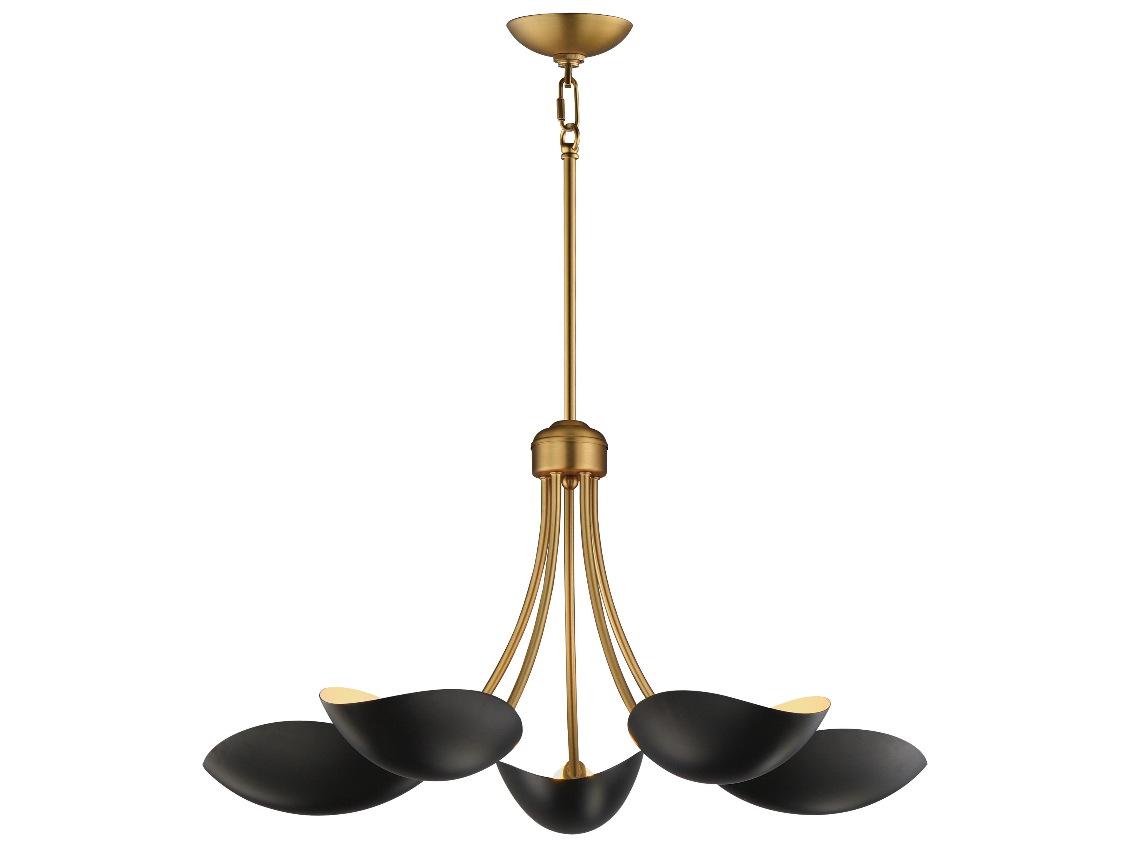 Maris 5- Light Black Natural Aged Brass Bowl Chandelier