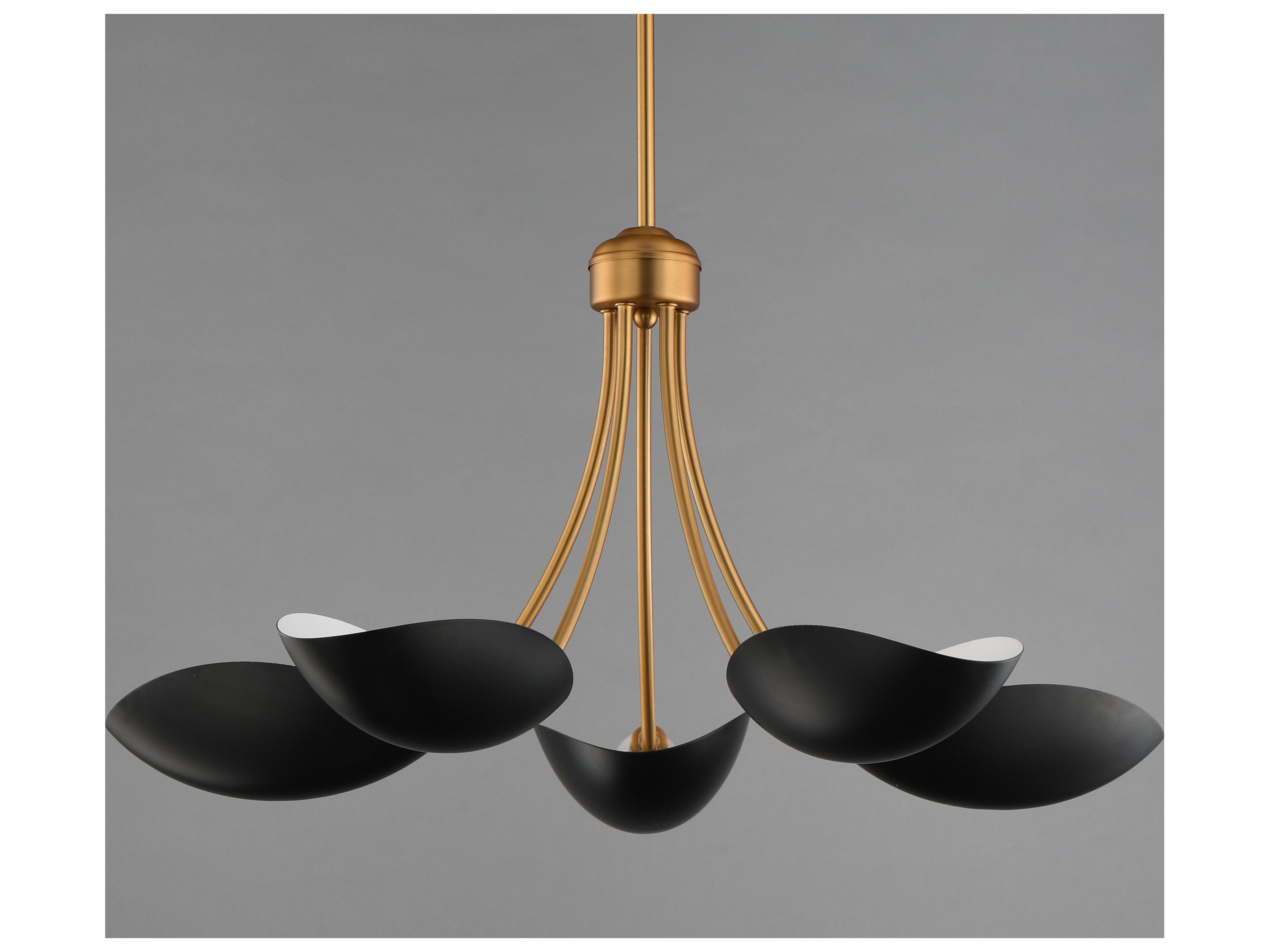 Maxim Lighting Maris 5- Light Black Natural Aged Brass Bowl Chandelier