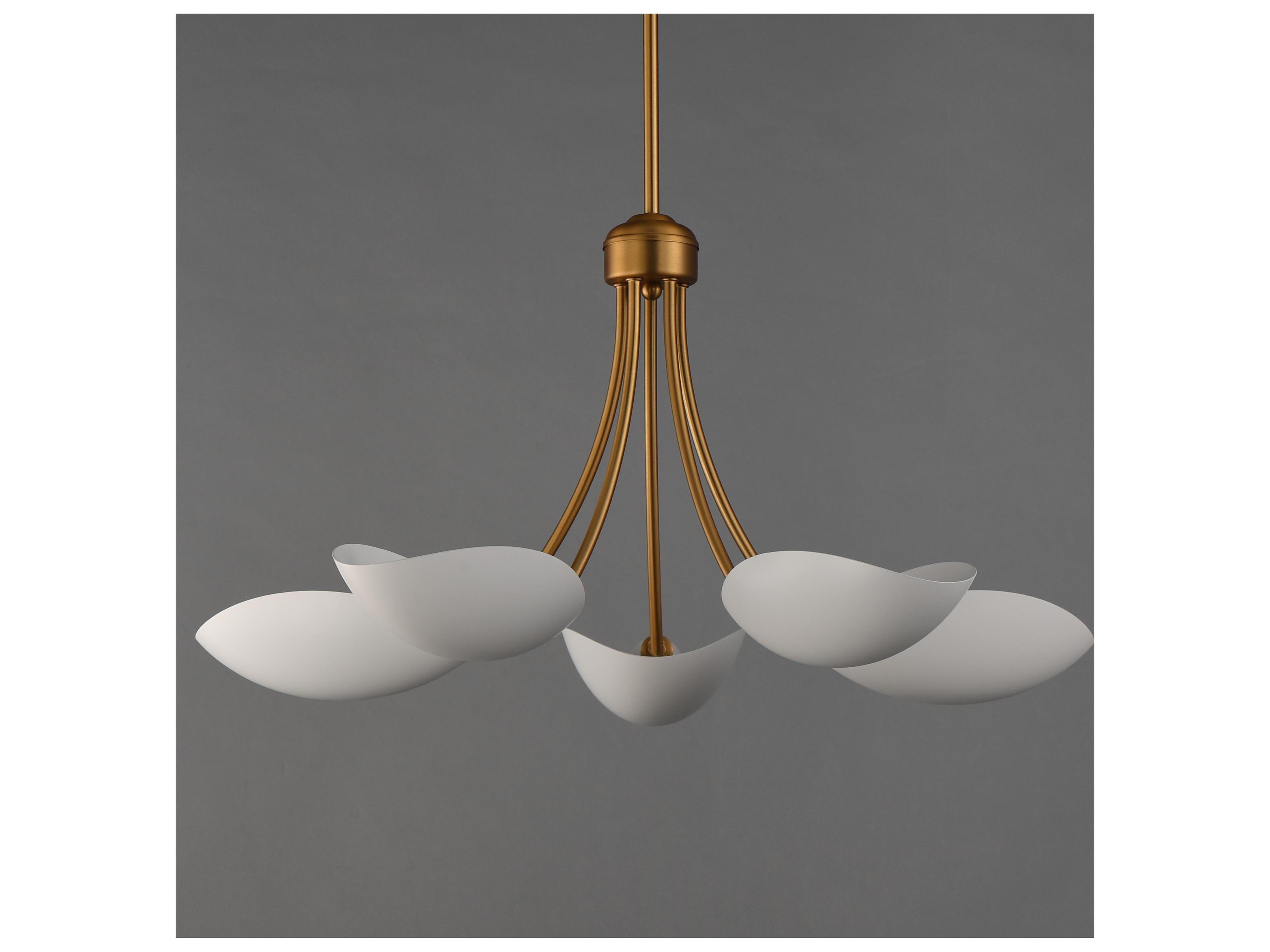 Maxim Lighting Maris 5- Light White natural Aged Brass Bowl Chandelier