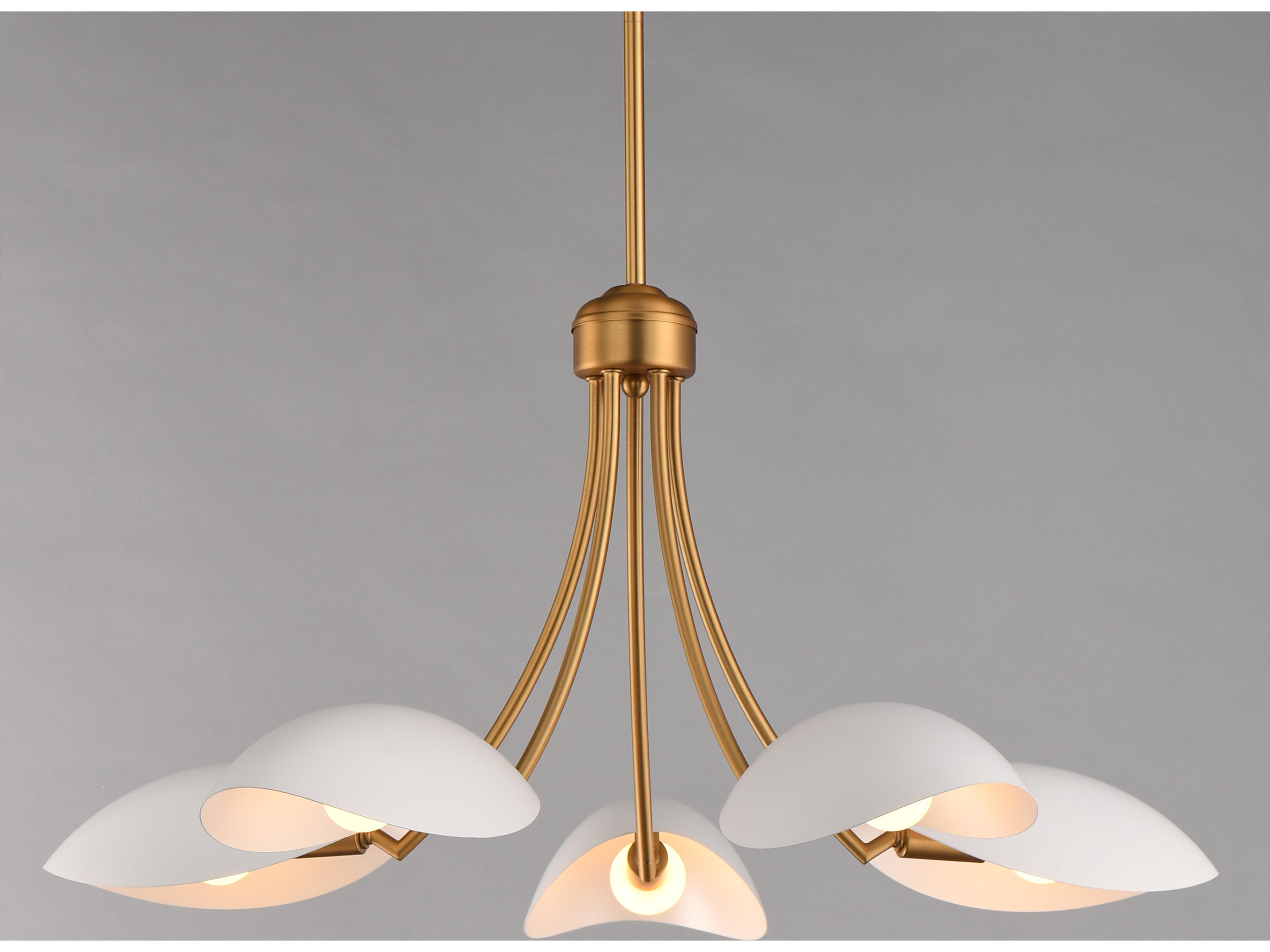 Maxim Lighting Maris 5- Light White natural Aged Brass Bowl Chandelier