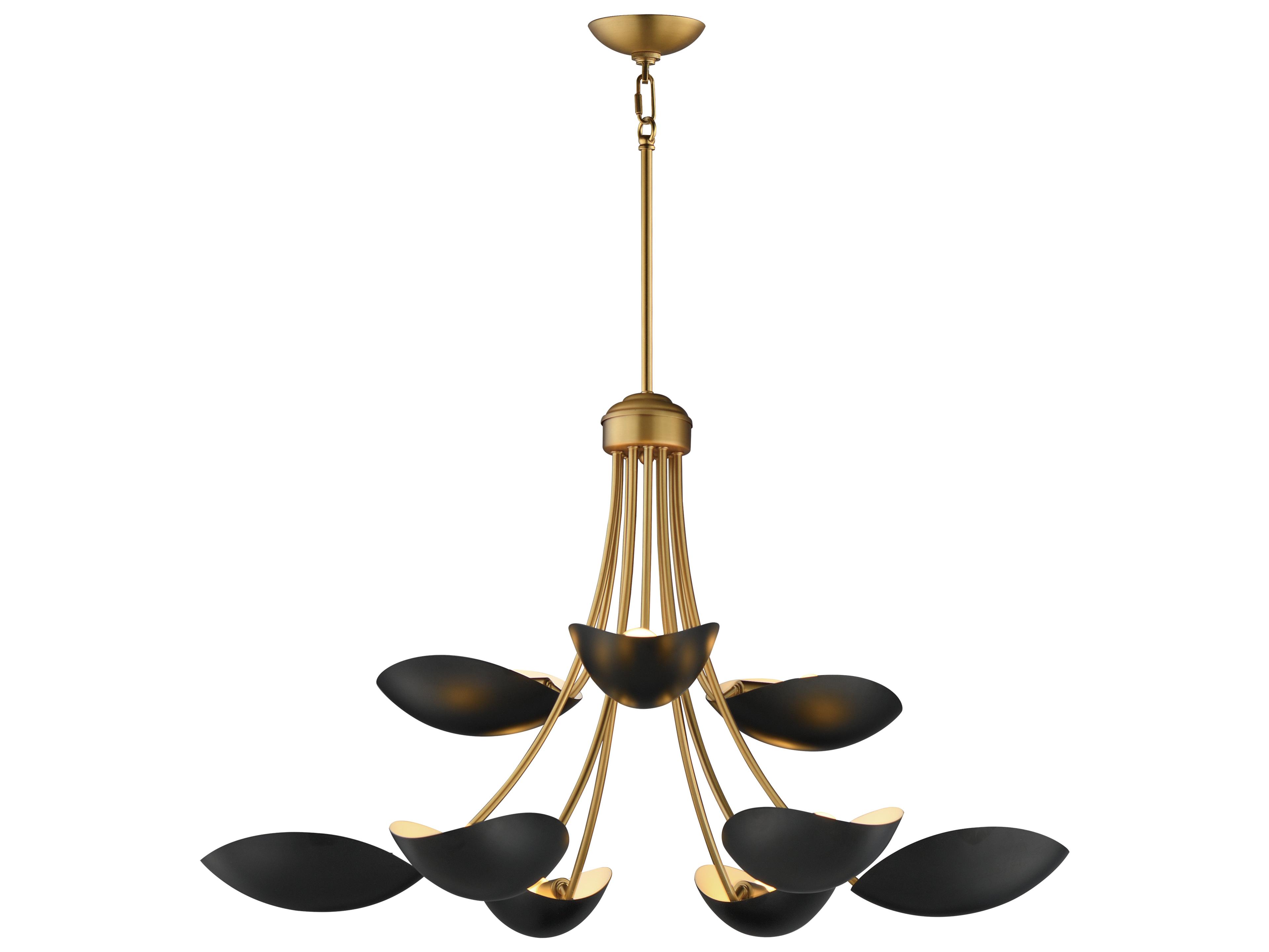 Maris 9- Light Black Natural Aged Brass Sputnik Bowl Tiered Chandelier