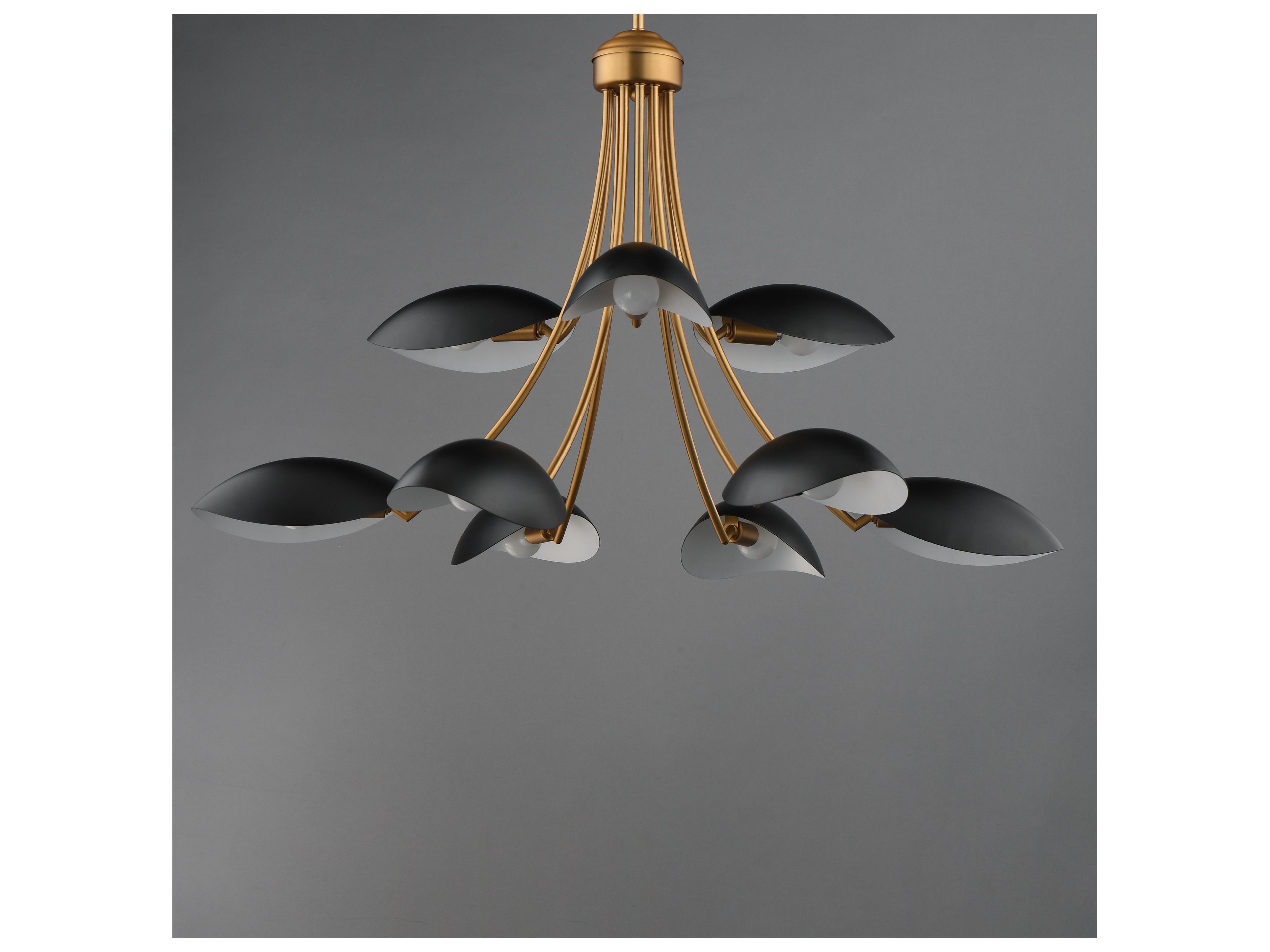 Maxim Lighting Maris 9- Light Black Natural Aged Brass Sputnik Bowl Tiered Chandelier