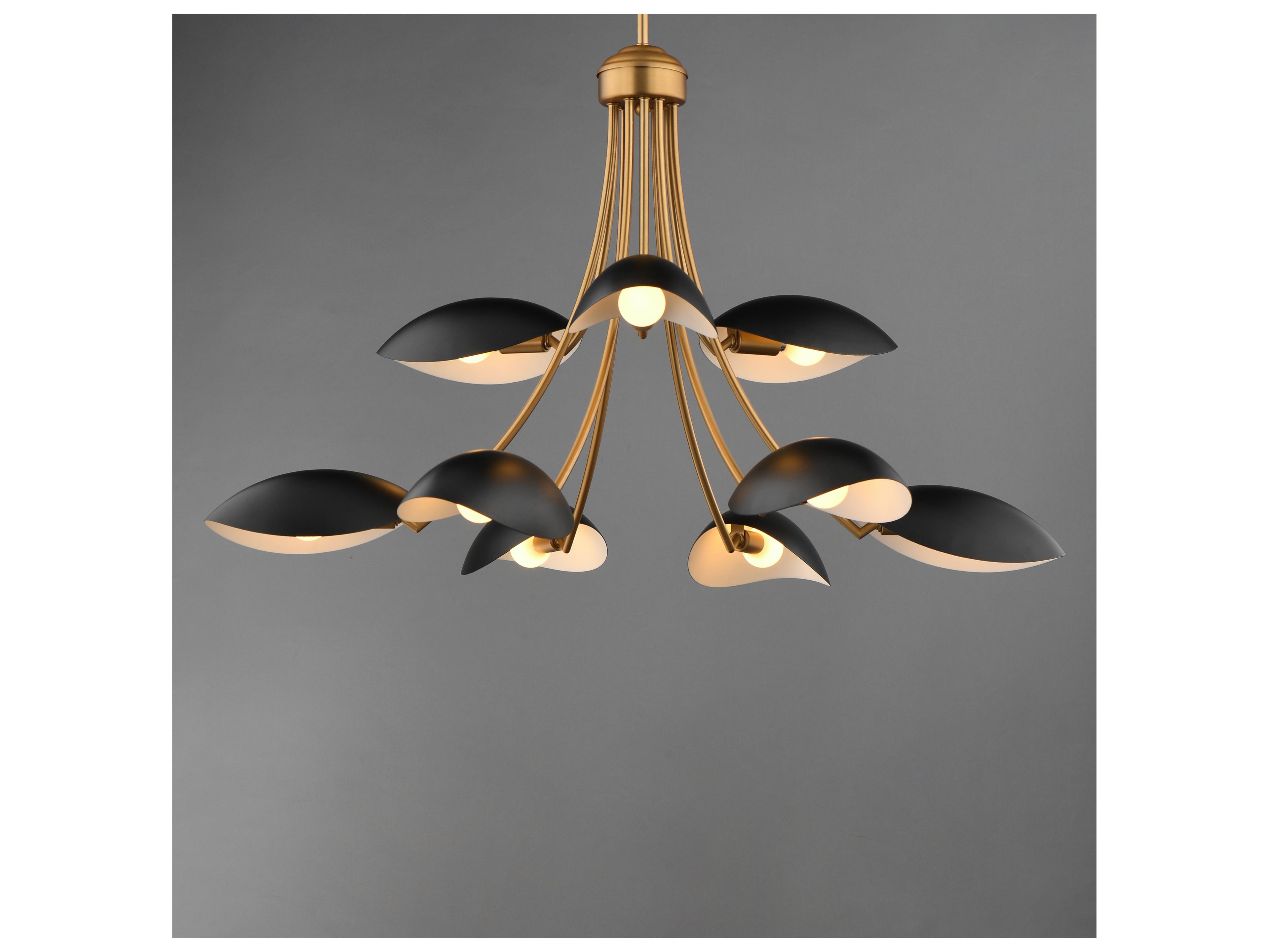 Maxim Lighting Maris 9- Light Black Natural Aged Brass Sputnik Bowl Tiered Chandelier
