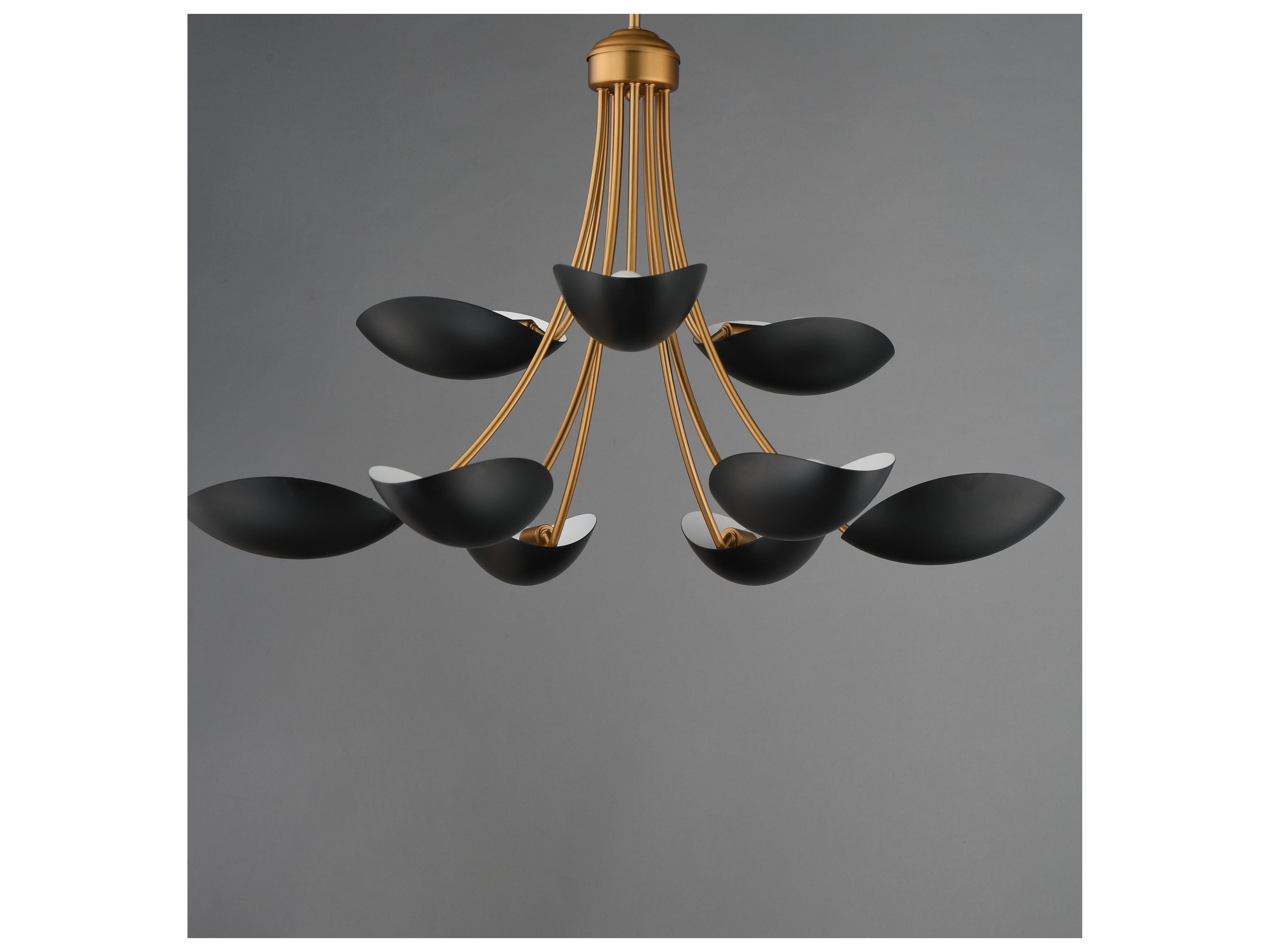 Maxim Lighting Maris 9- Light Black Natural Aged Brass Sputnik Bowl Tiered Chandelier