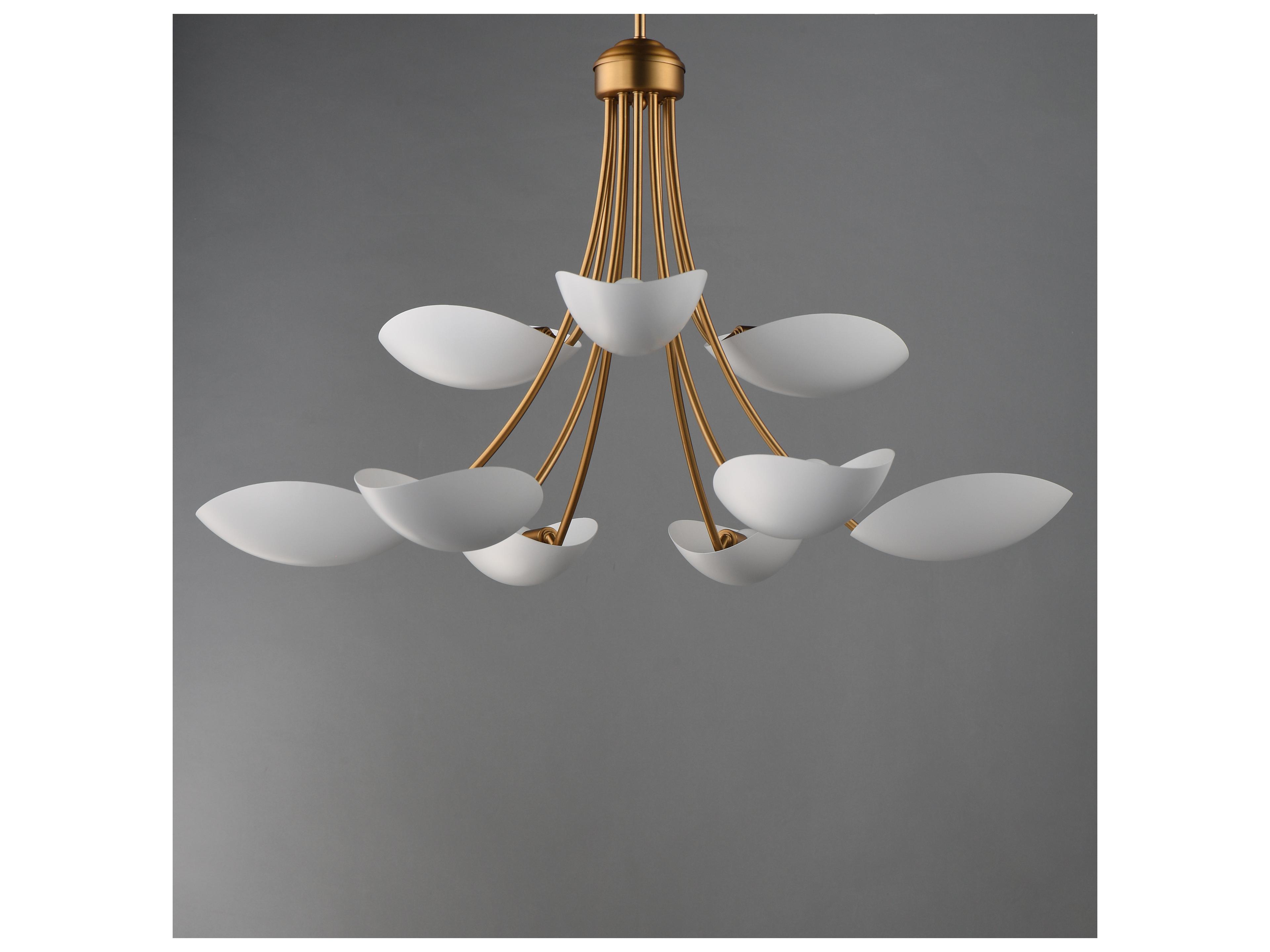 Maxim Lighting Maris 9- Light White natural Aged Brass Sputnik Bowl Tiered Chandelier