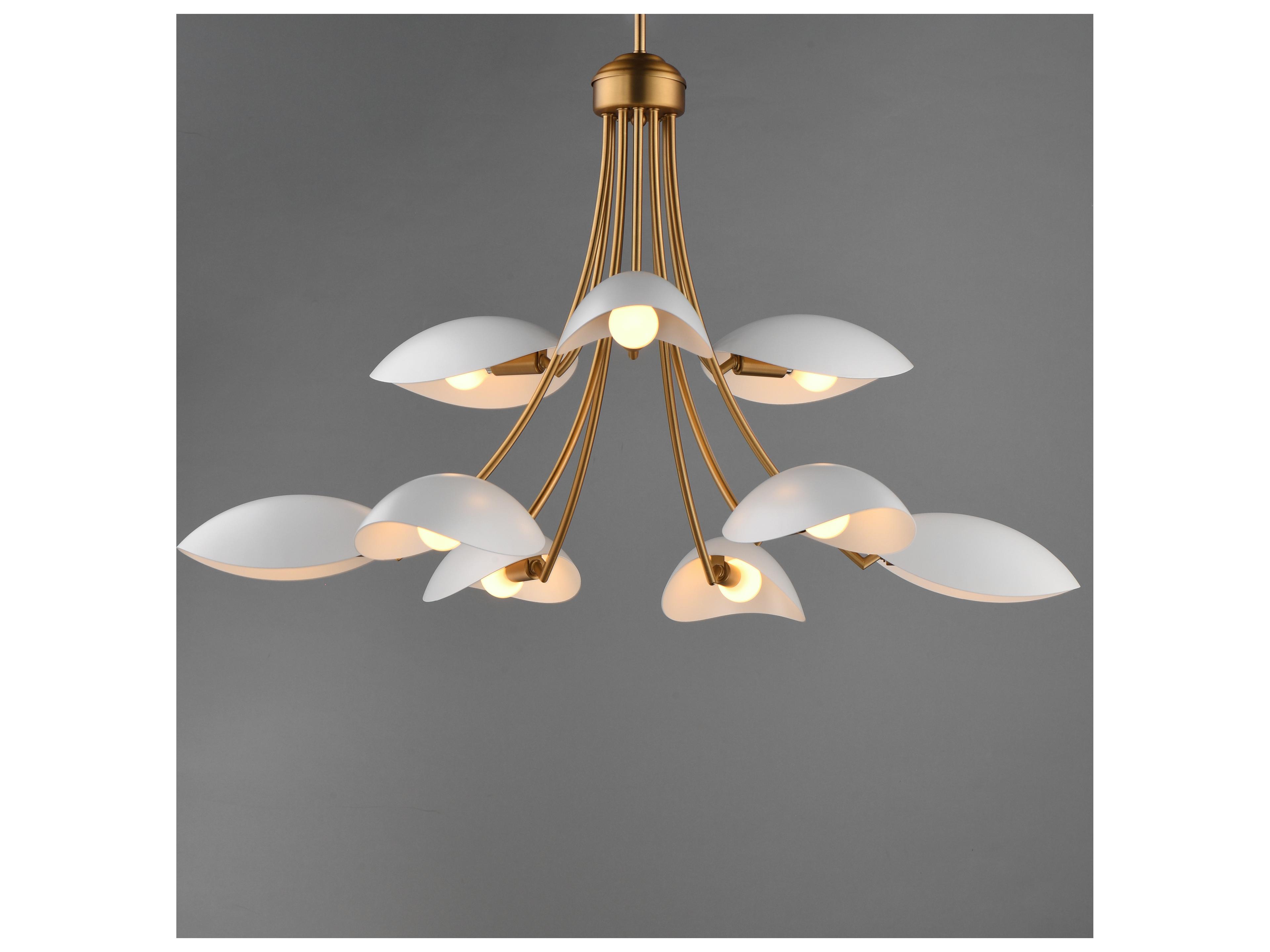 Maxim Lighting Maris 9- Light White natural Aged Brass Sputnik Bowl Tiered Chandelier