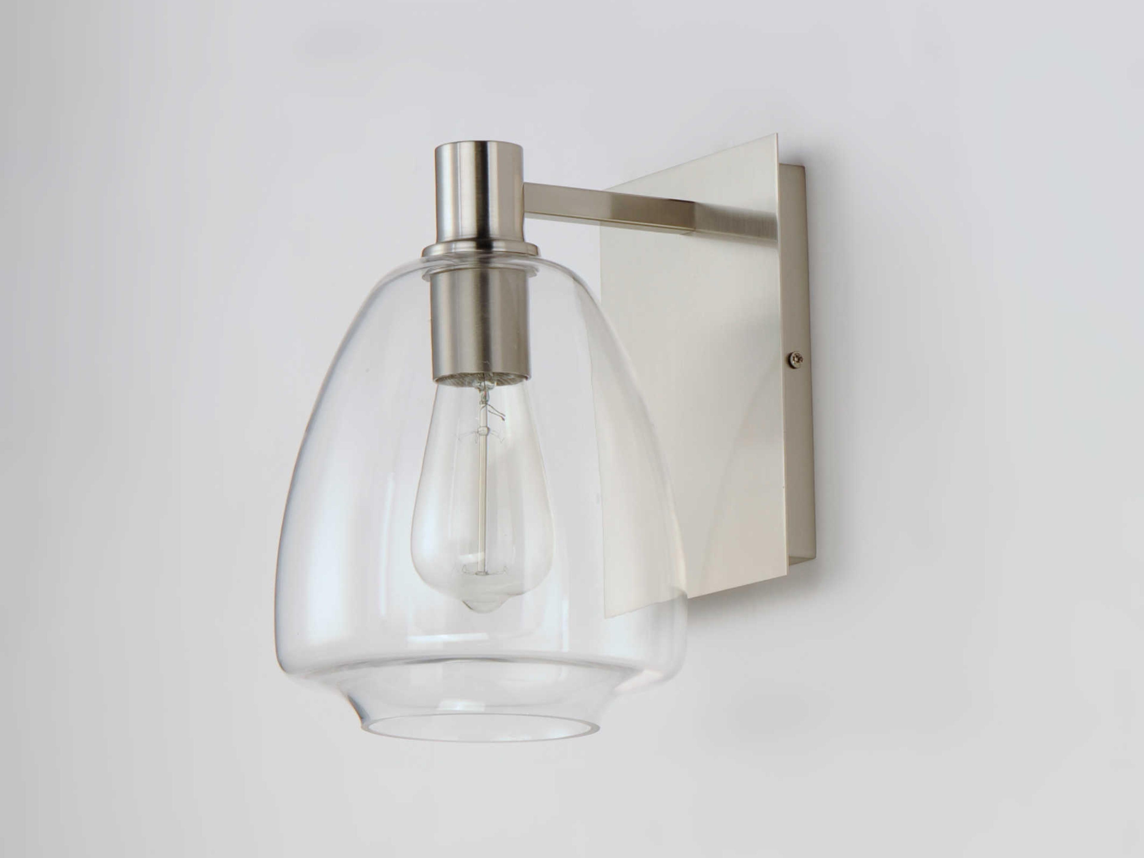 Maxim Lighting Babylon 1-Light Satin Nickel Glass Wall Sconce