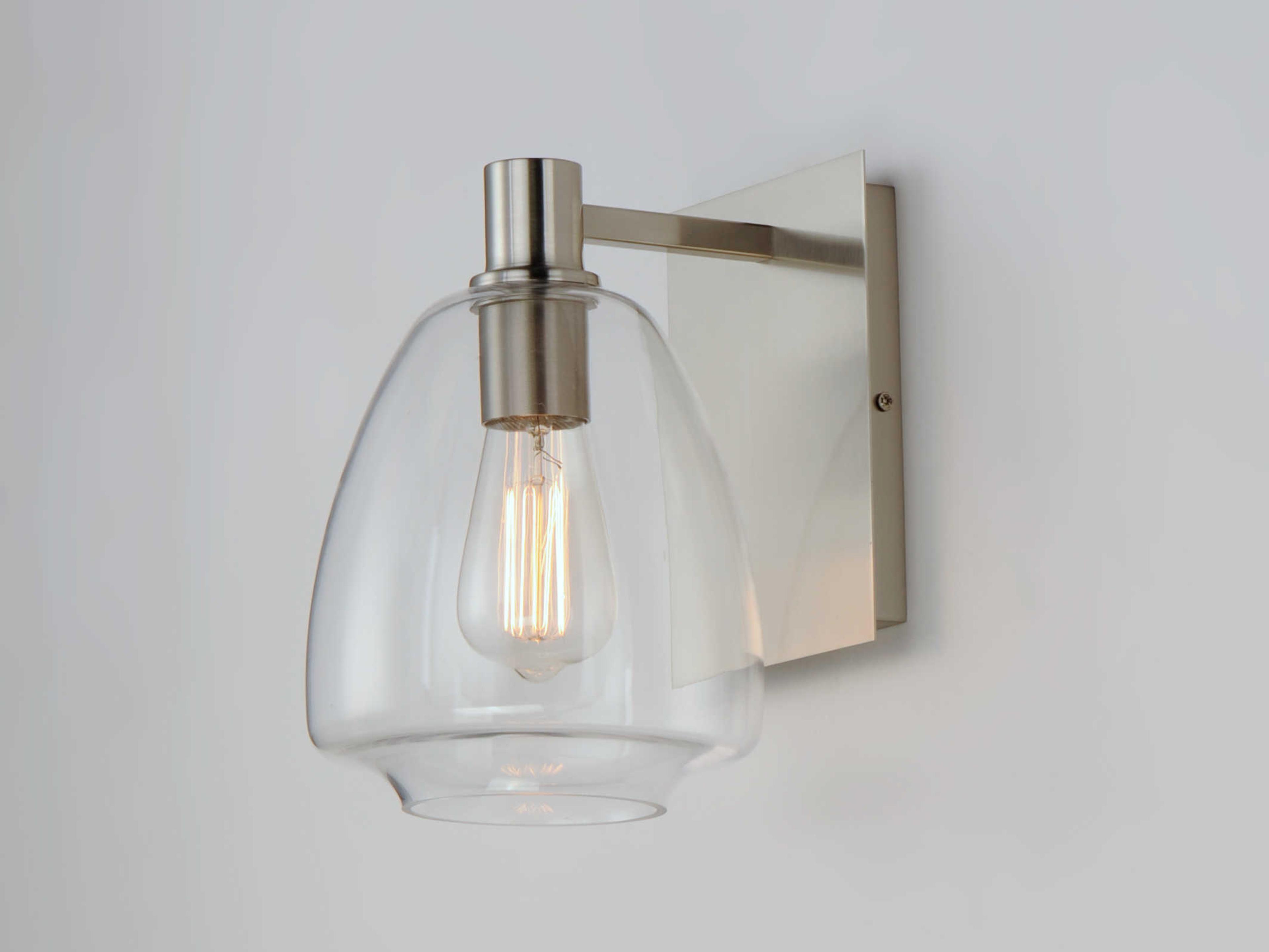 Maxim Lighting Babylon 1-Light Satin Nickel Glass Wall Sconce