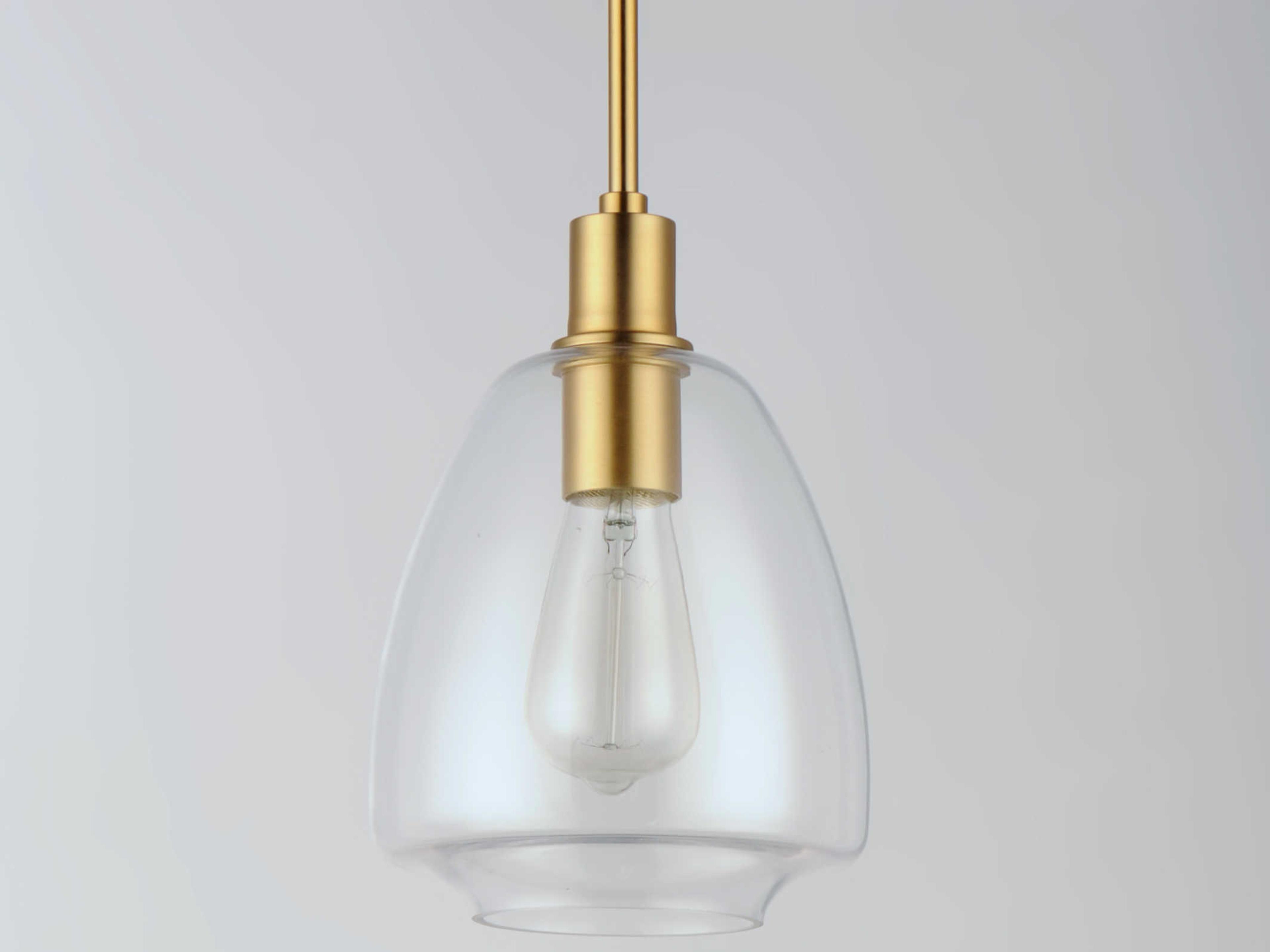 Maxim Lighting Babylon 1-Light Satin Brass Glass Bell Mini Pendant