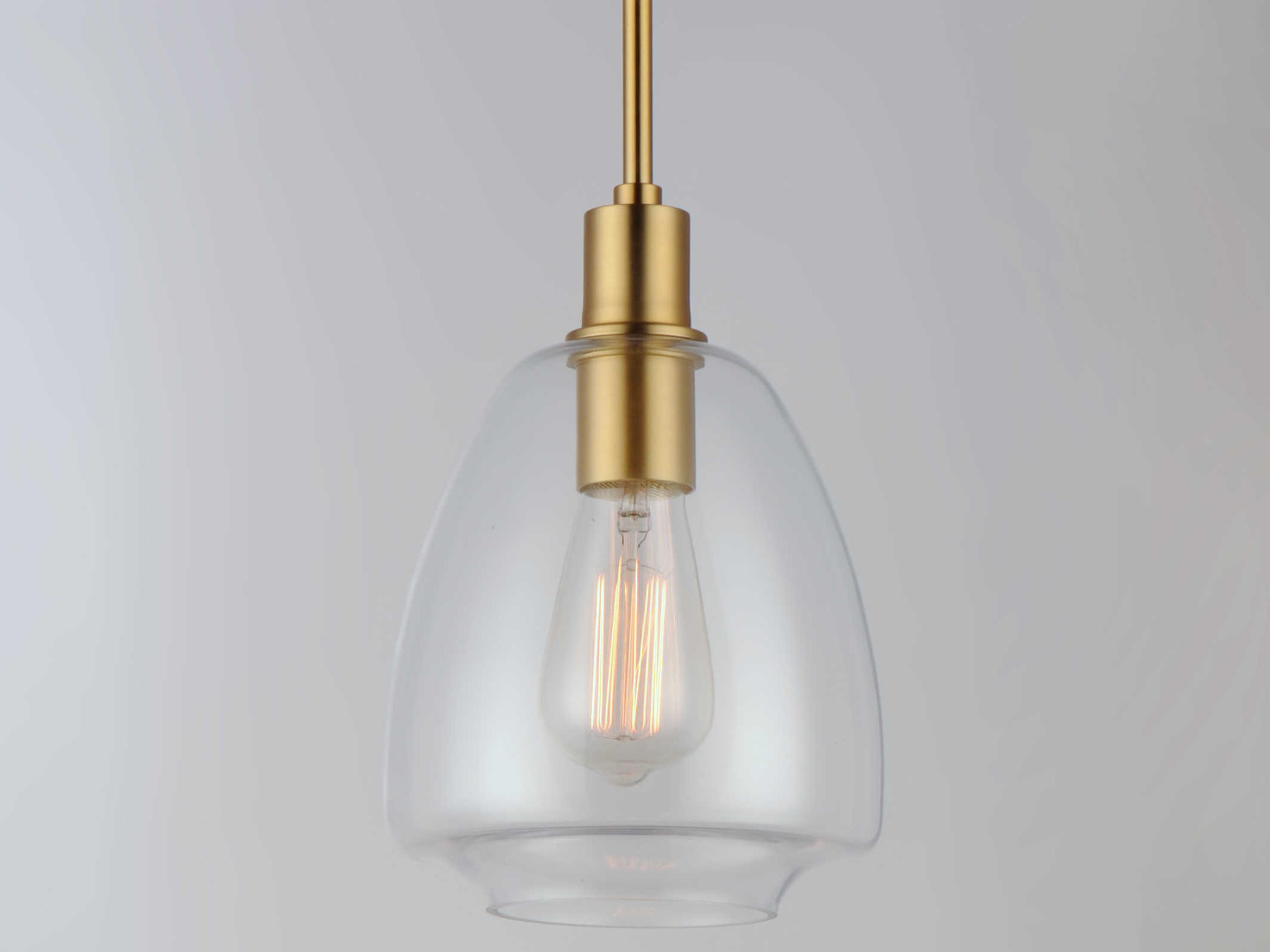 Maxim Lighting Babylon 1-Light Satin Brass Glass Bell Mini Pendant