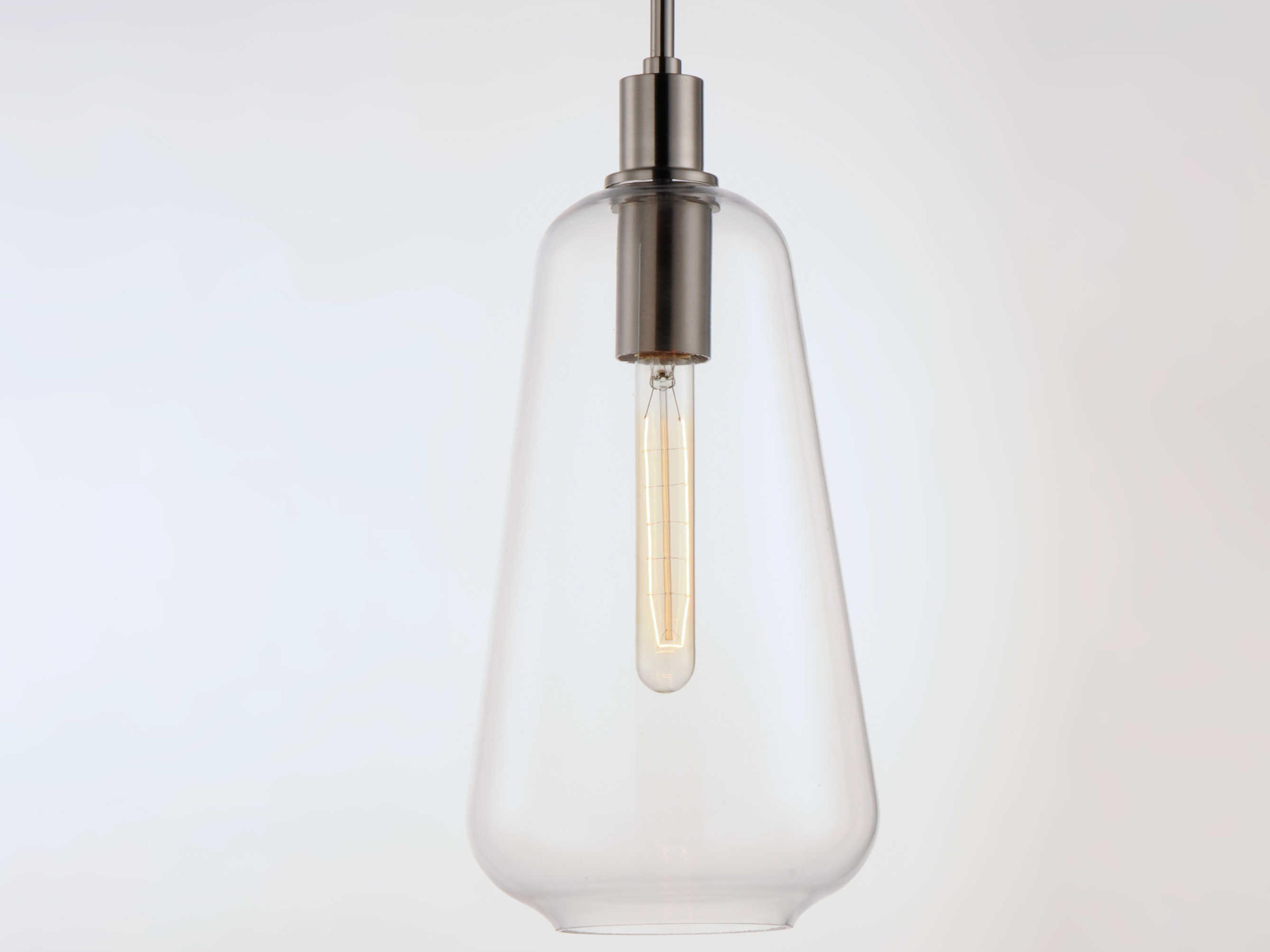 Maxim Lighting Babylon 1-Light Satin Nickel Glass Bell Mini Pendant