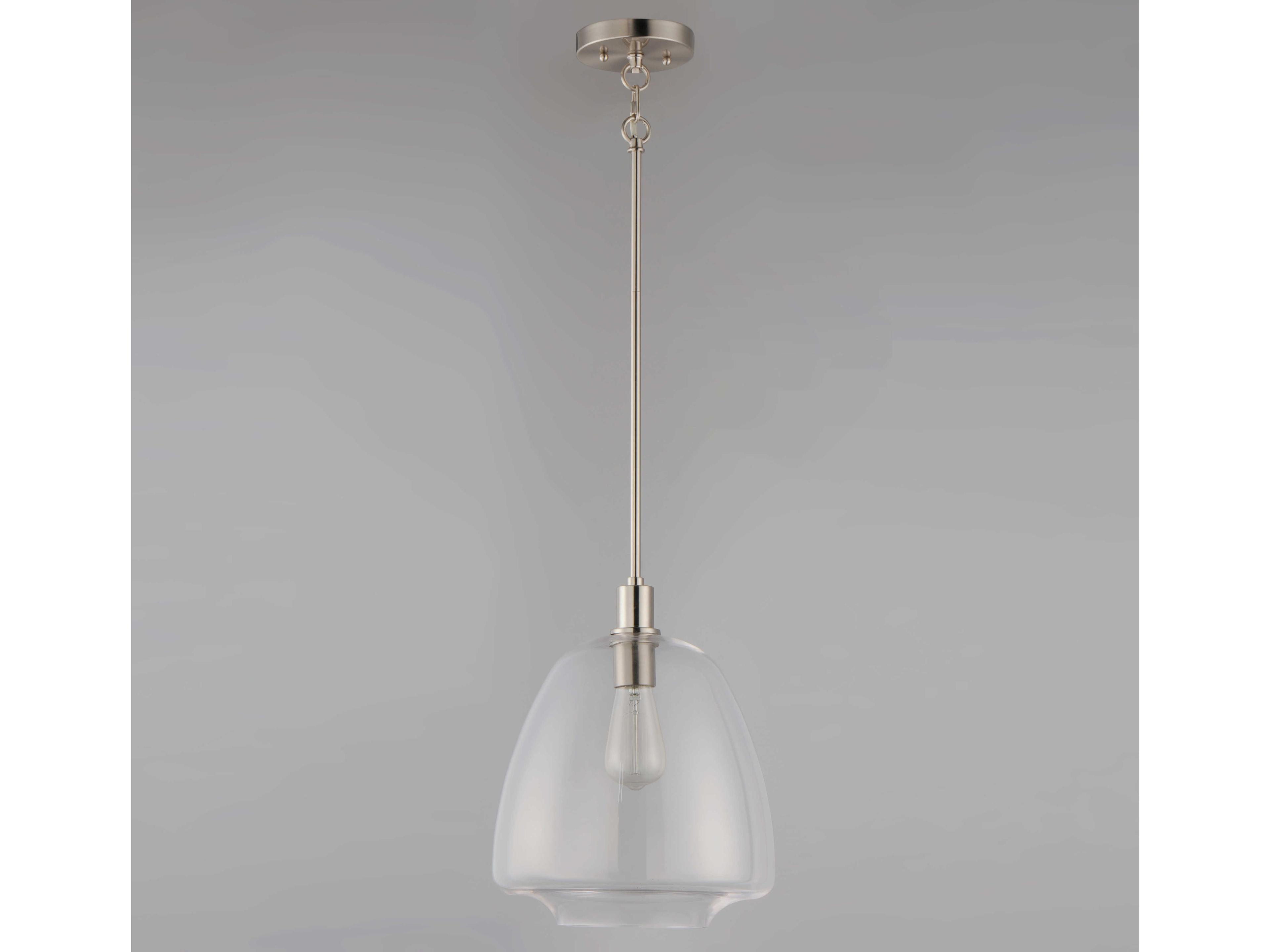 Maxim Lighting Babylon 1-Light Satin Nickel Glass Bell Mini Pendant