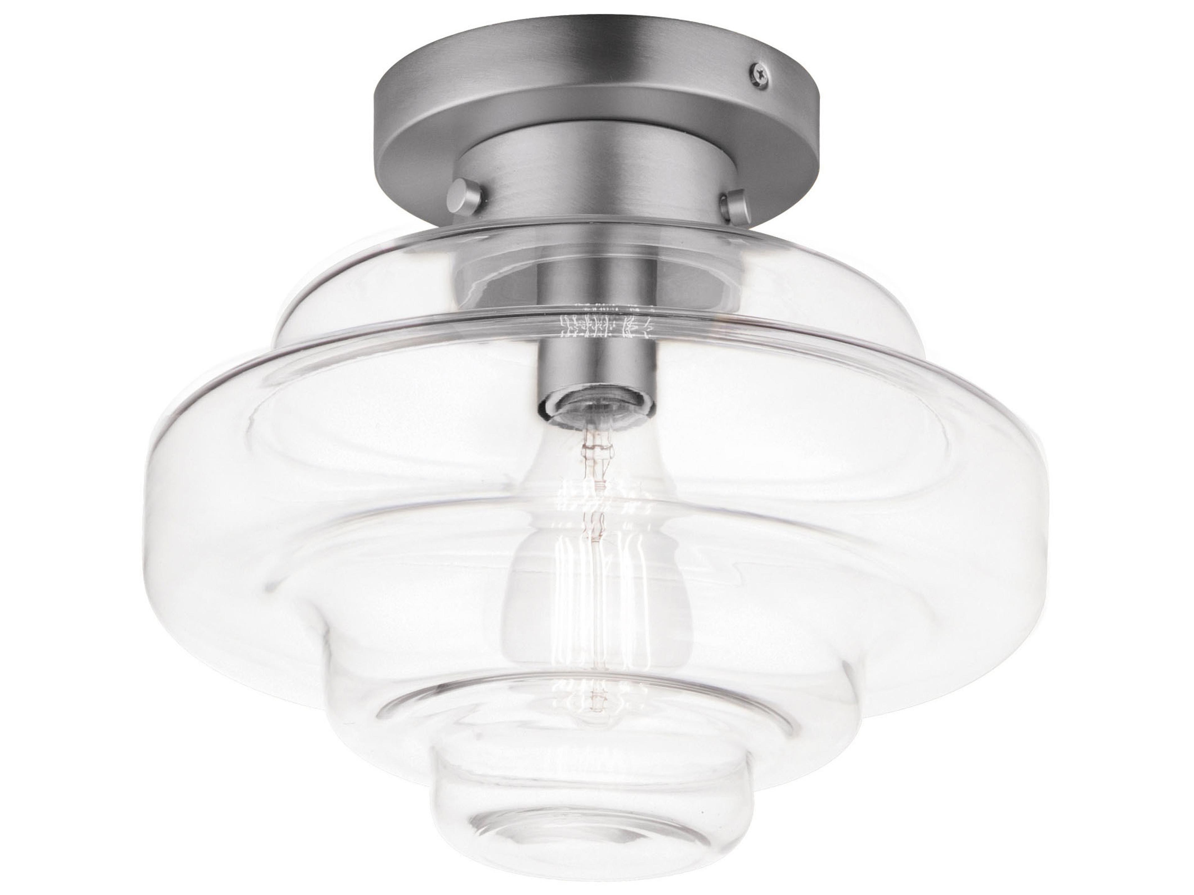 Harbor 1-Light Satin Nickel Glass Bowl Flush Mount
