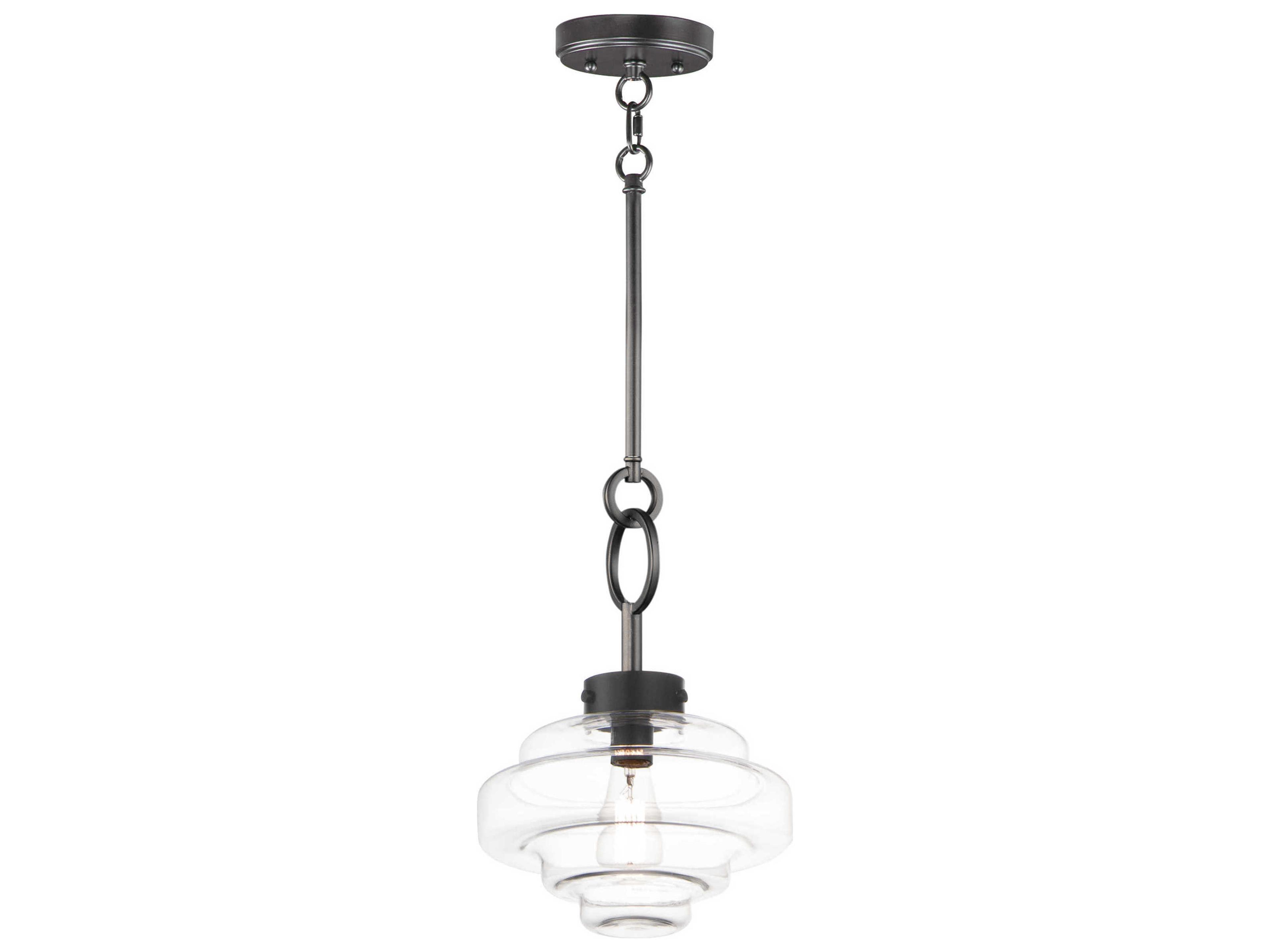 Harbor 1-Light Black Glass Bowl Pendant
