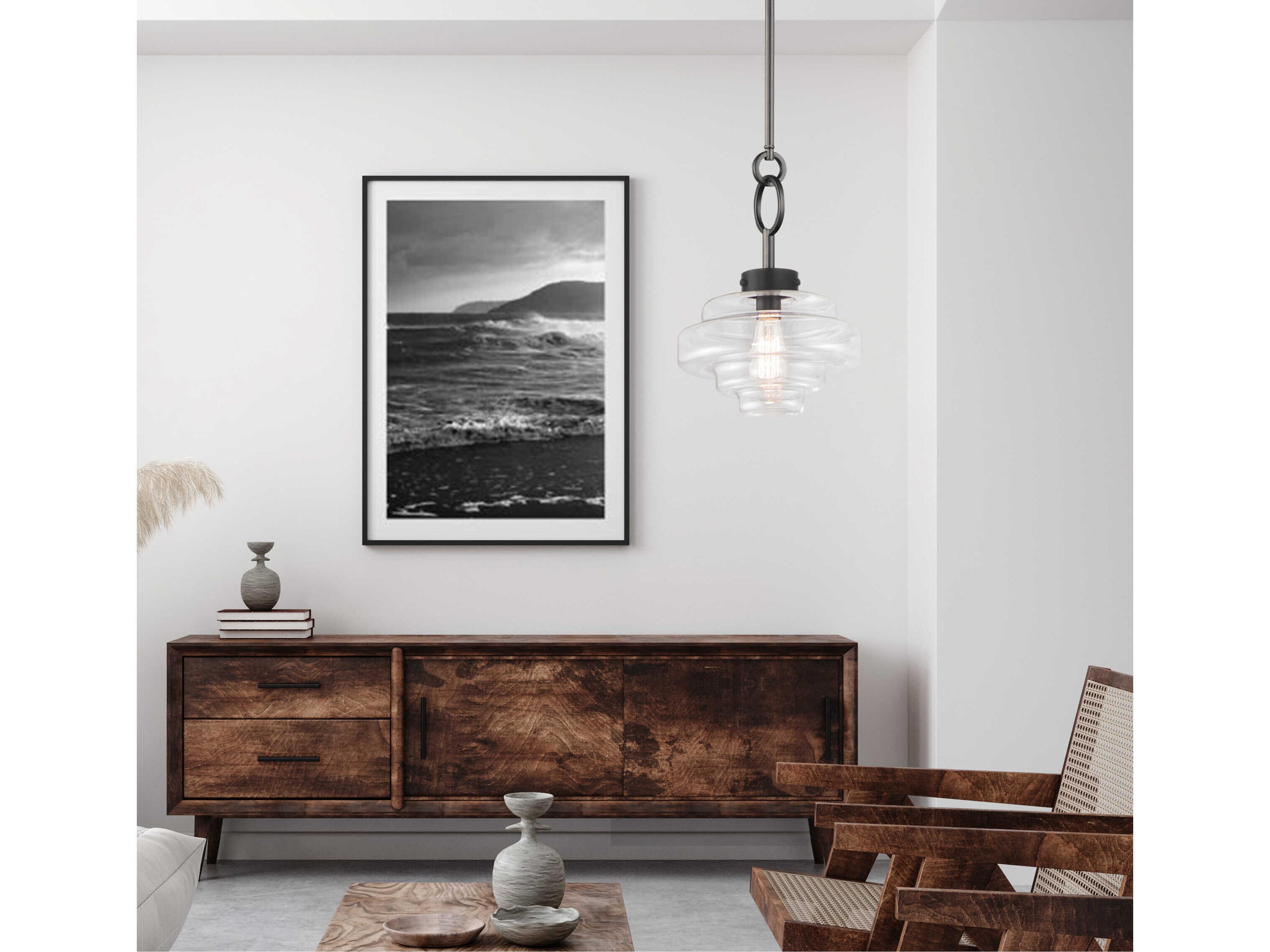 Maxim Lighting Harbor 1-Light Black Glass Bowl Pendant