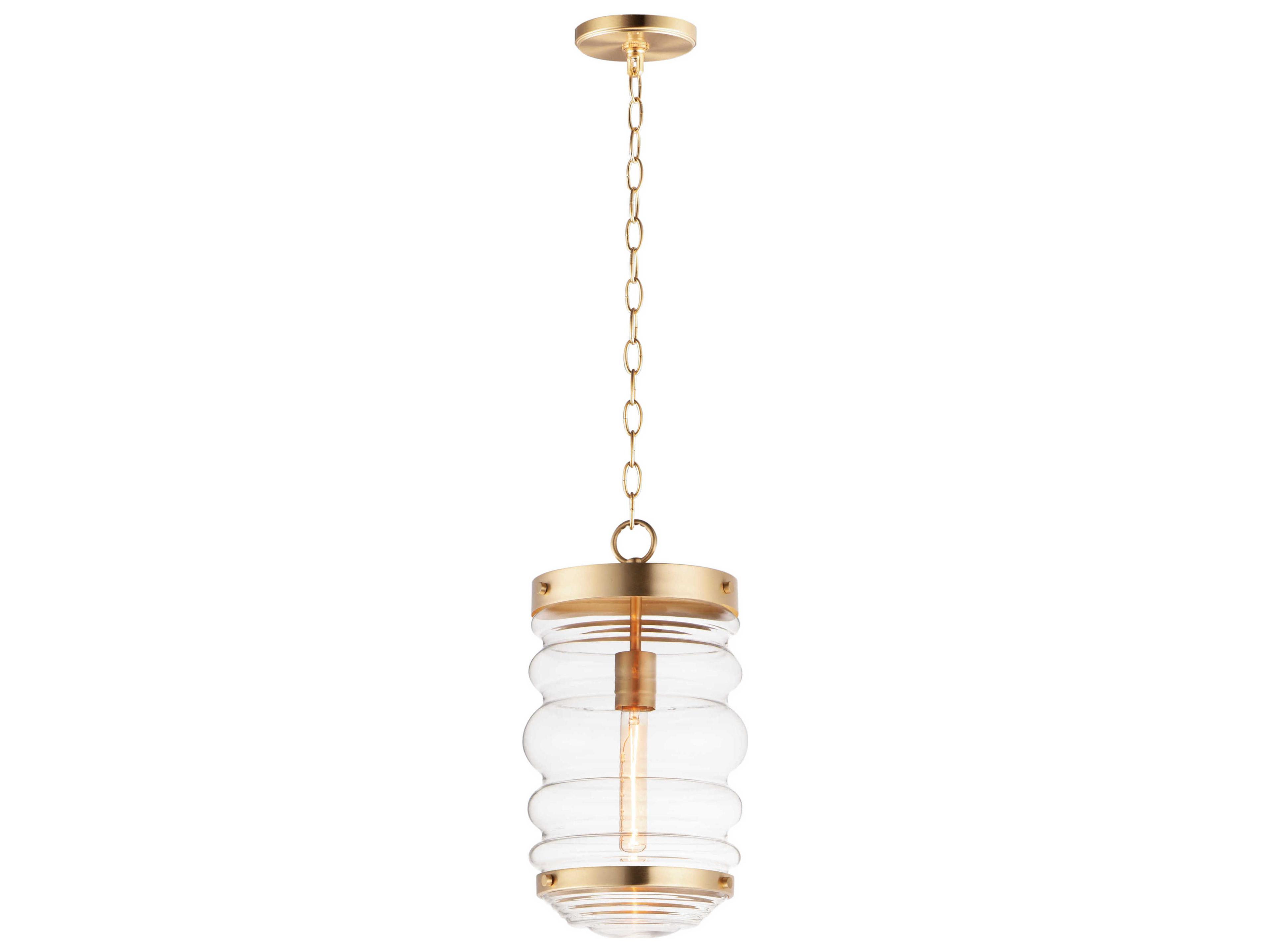 Newport 1-Light Satin Brass Glass Cylinder Mini Pendant