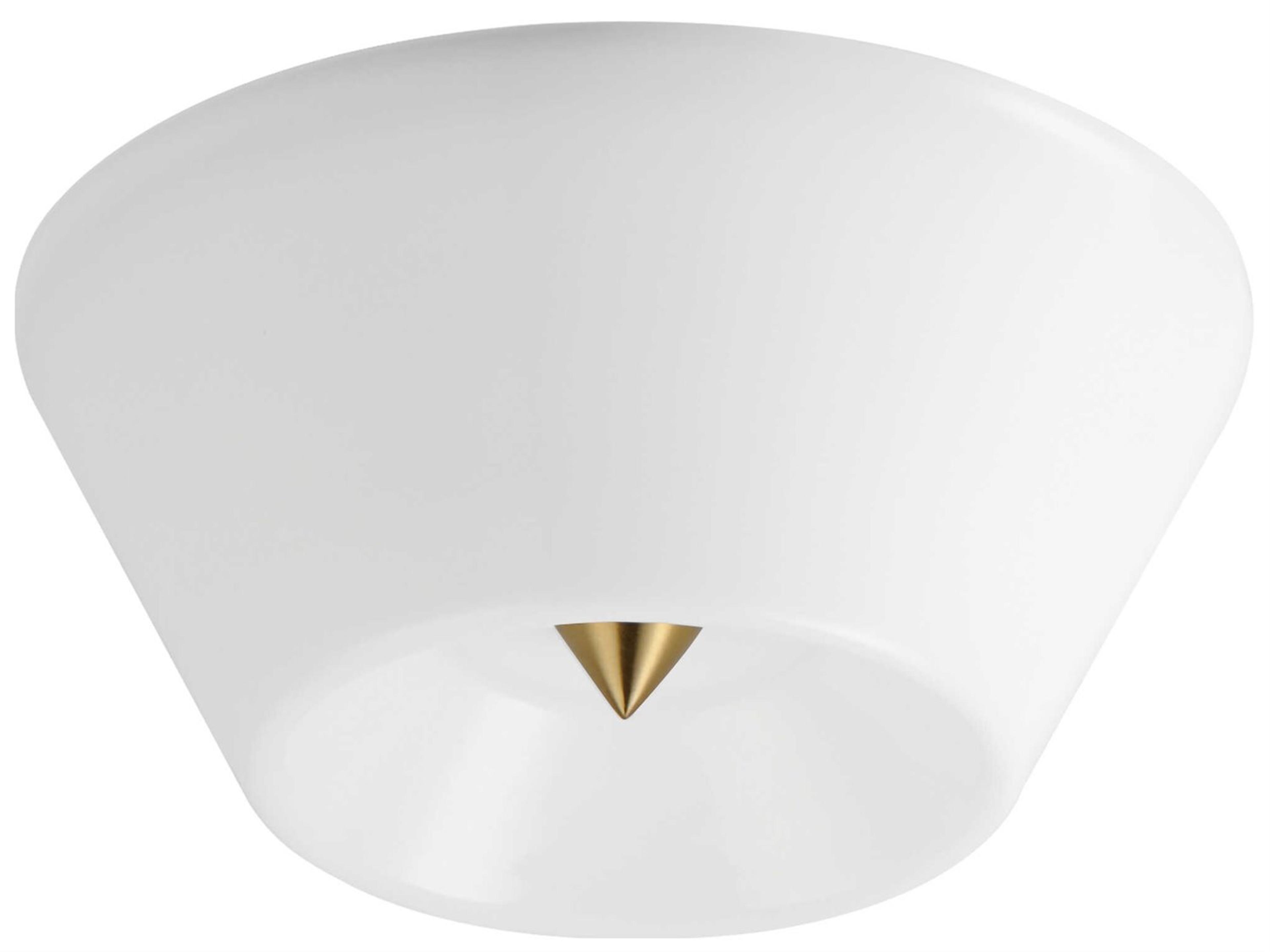 Tack 1-Light Natural Aged Brass White Flush Mount