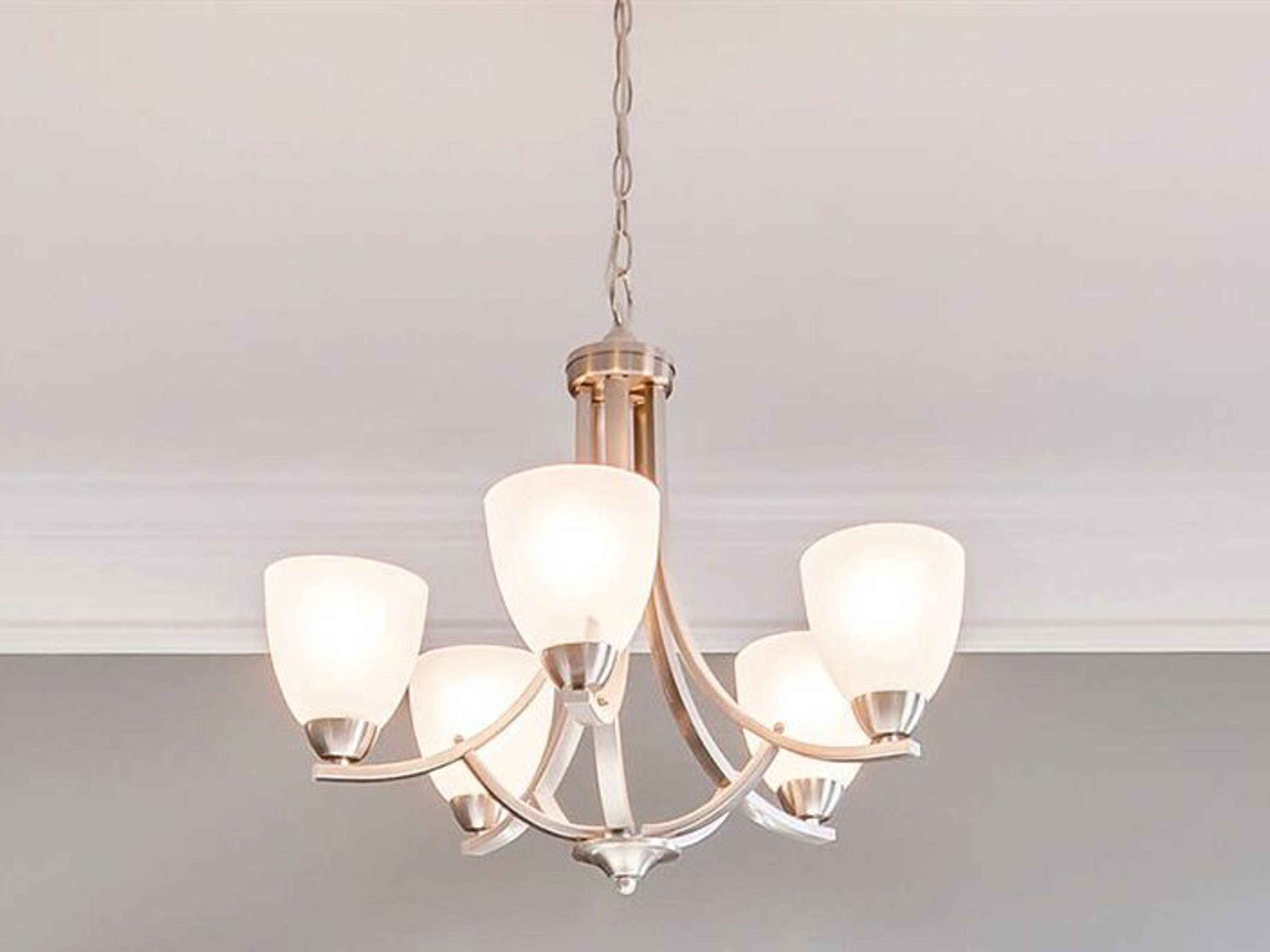 Maxim Lighting Axis 5-Light Satin Nickel Glass Bell Chandelier