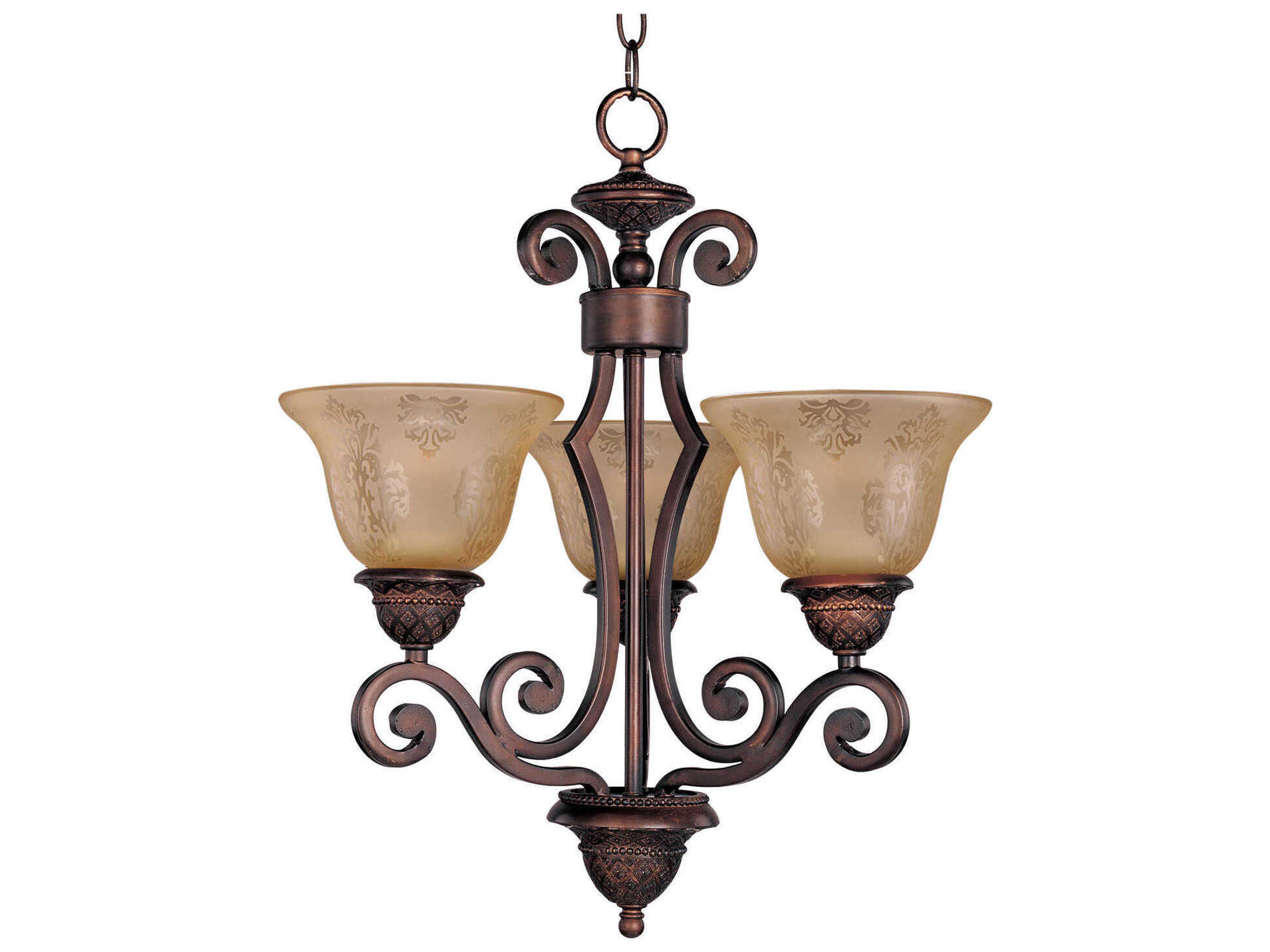Symphony 3-Light Oil Rubbed Bronze Glass Bell Chandelier