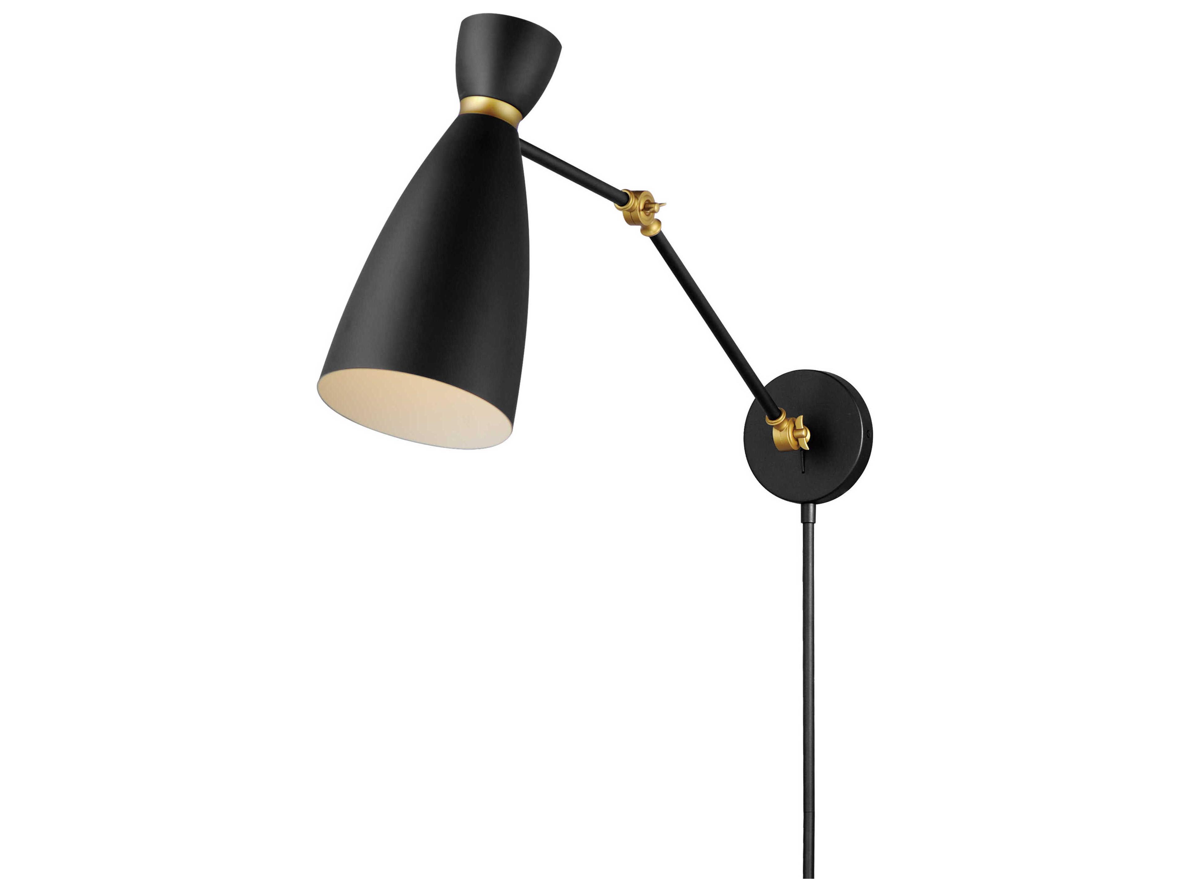 Carillon 1-Light Black Satin Brass Swing Wall Sconce