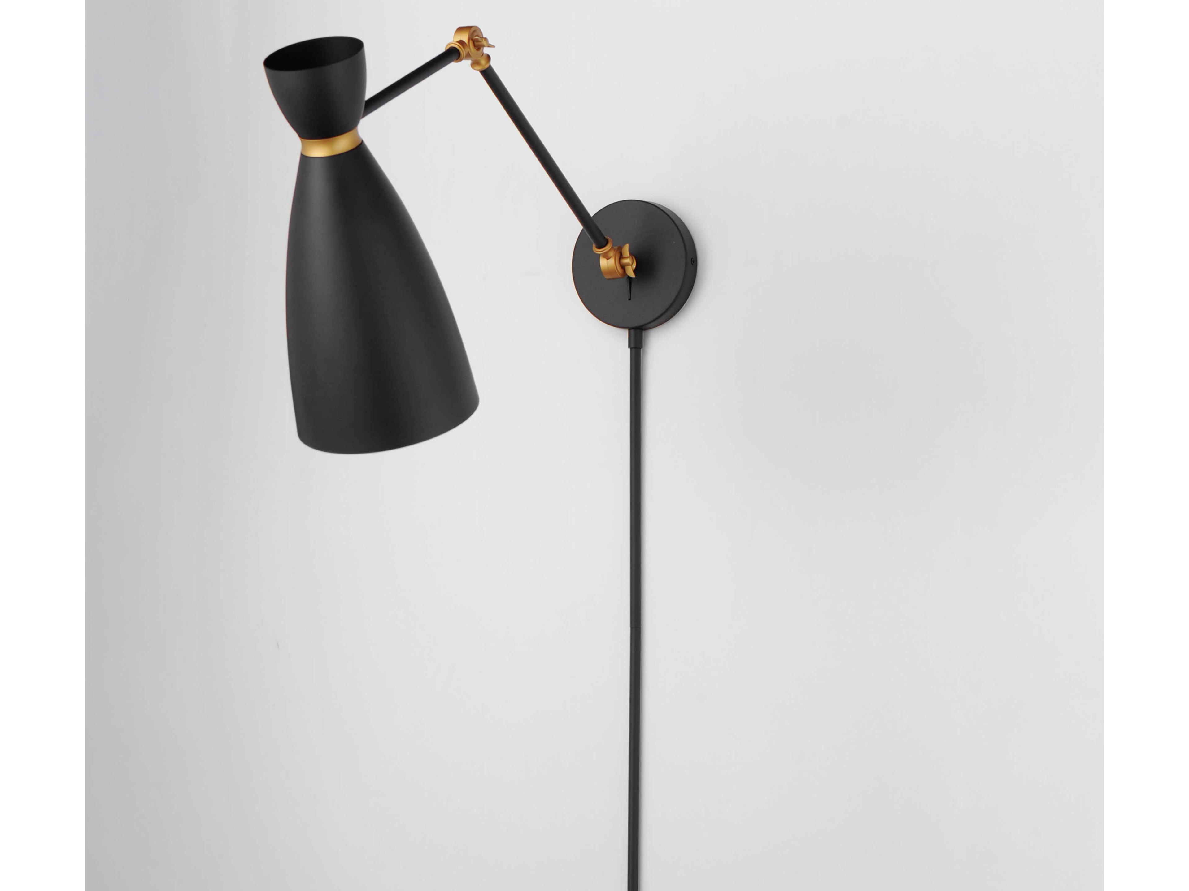 Maxim Lighting Carillon 1-Light Black Satin Brass Swing Wall Sconce