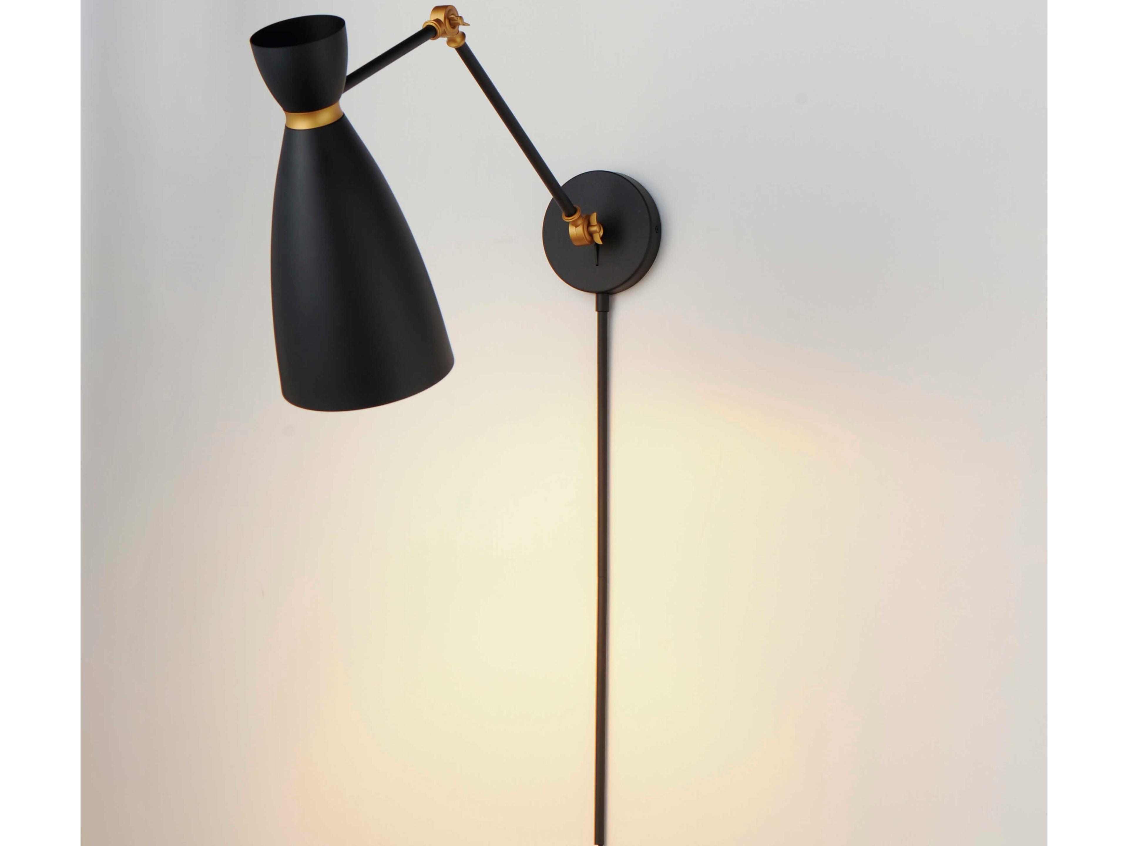 Maxim Lighting Carillon 1-Light Black Satin Brass Swing Wall Sconce