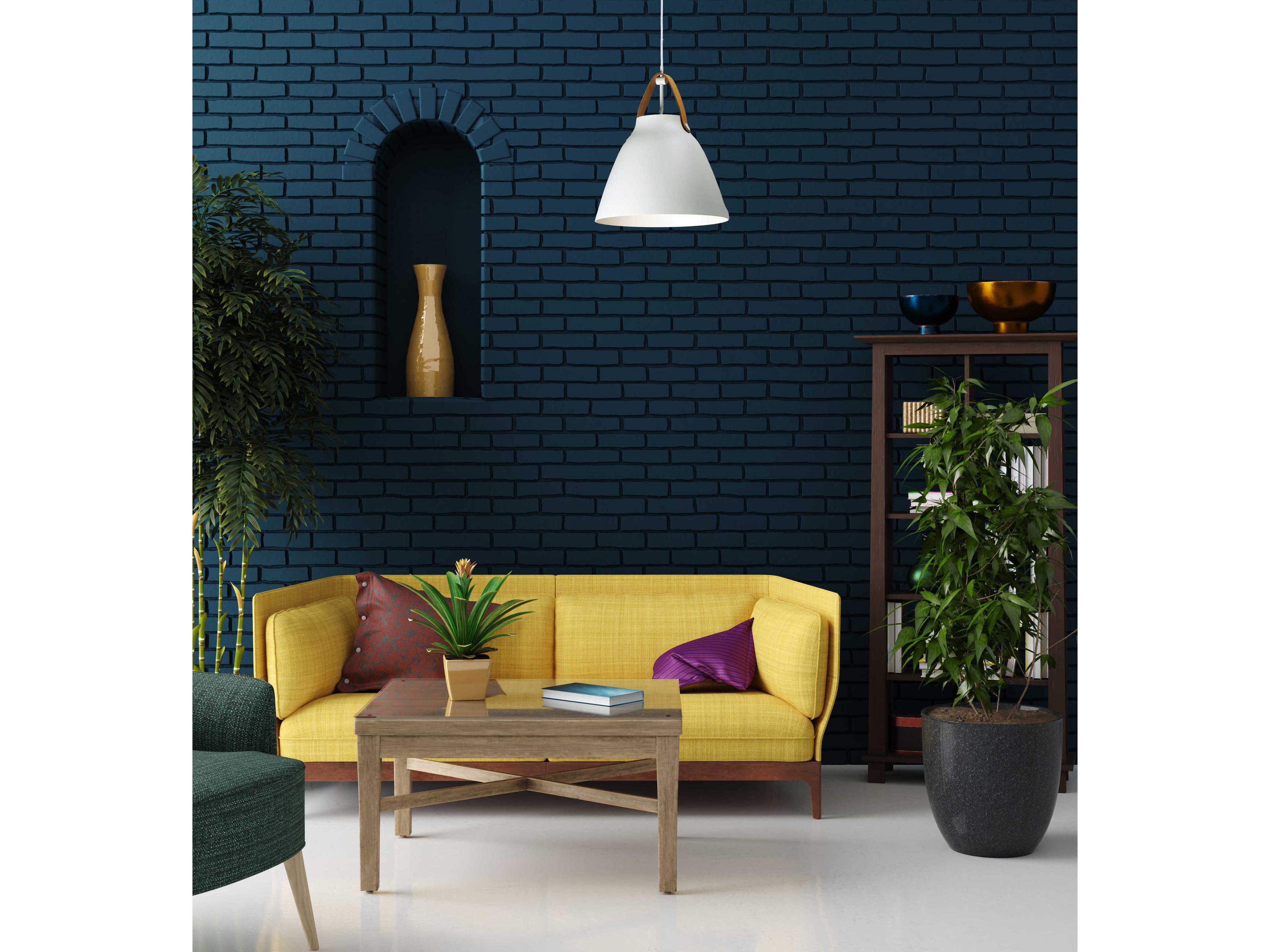 Maxim Lighting Nordic 1-Light Tan Leather White Pendant