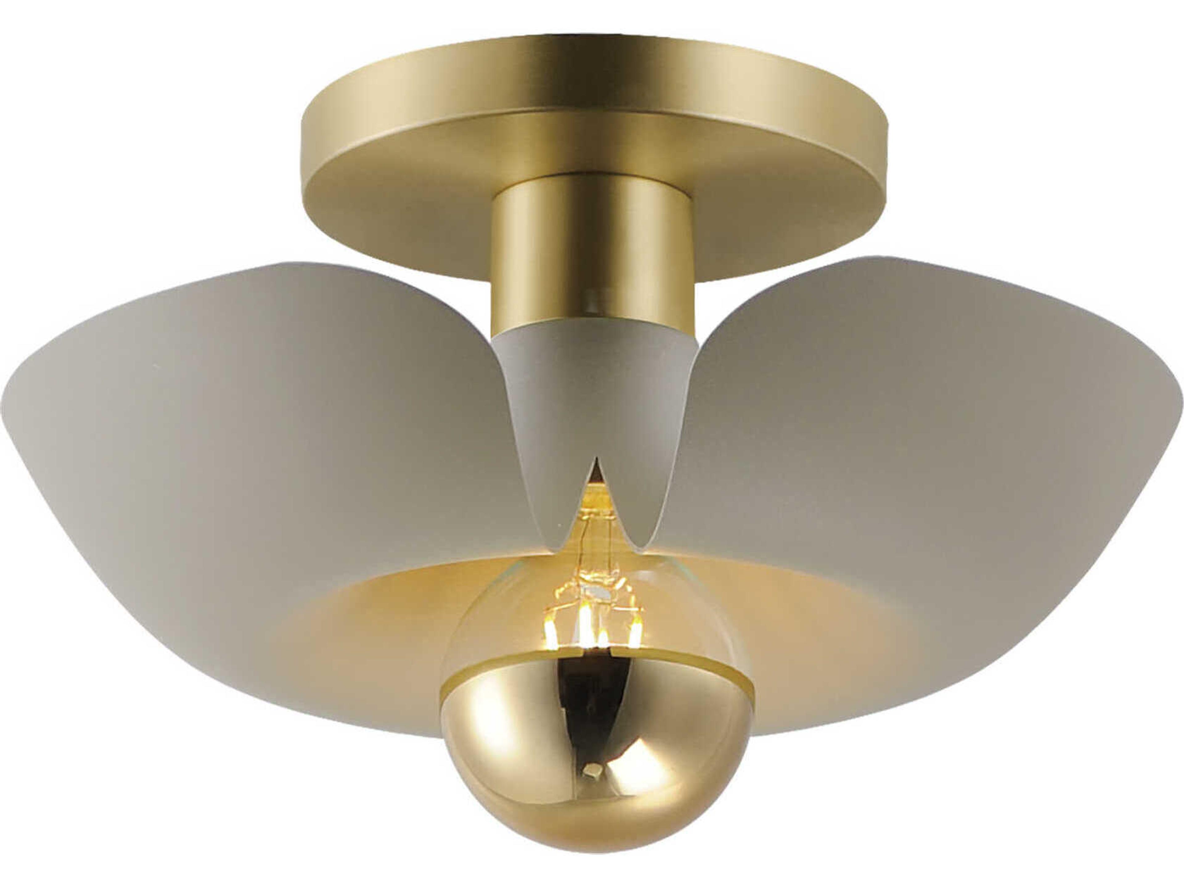 Poppy 1-Light Silver Gold Satin Brass Semi Flush Mount