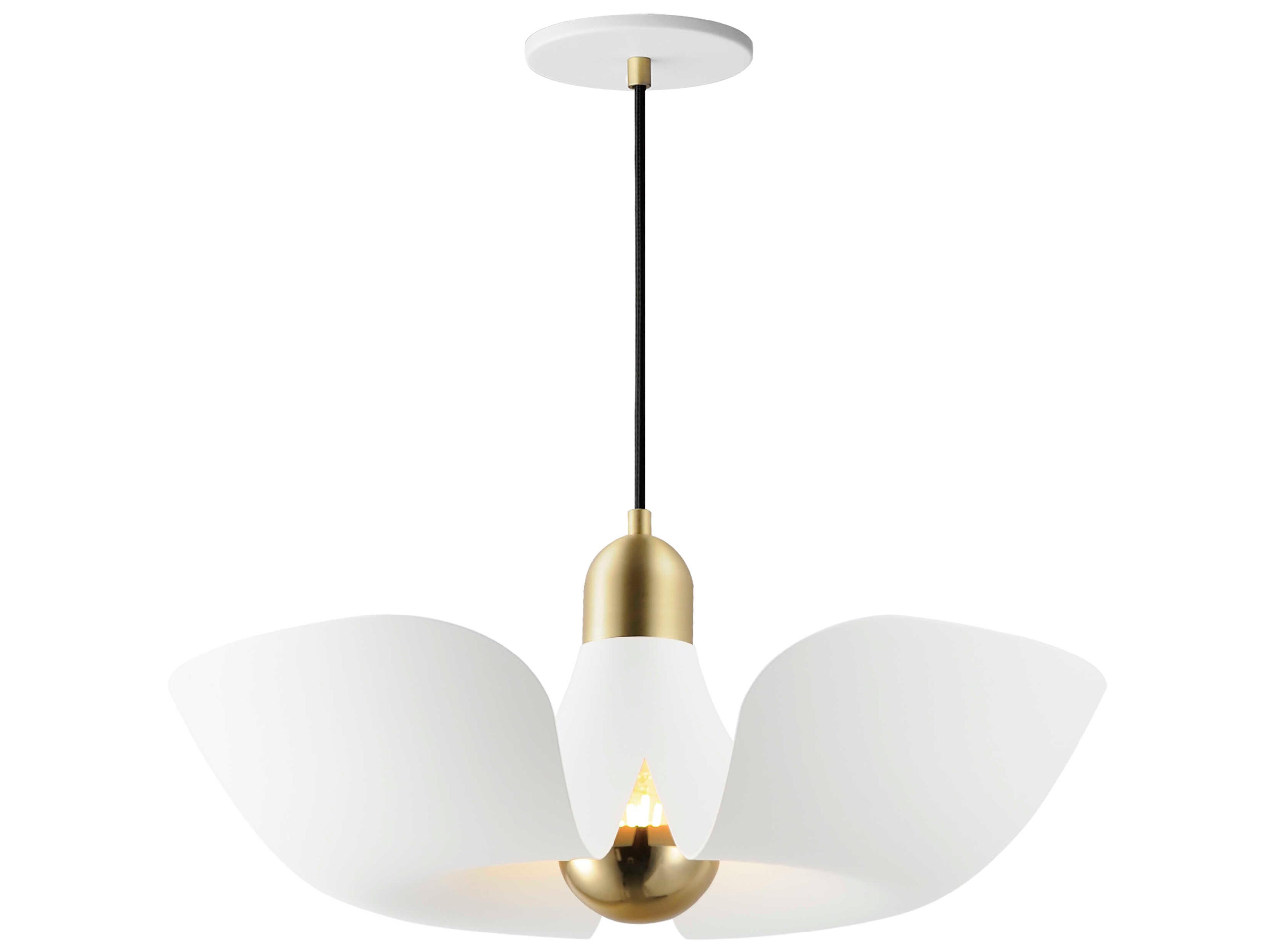 Poppy 1-Light White Satin Brass Pendant