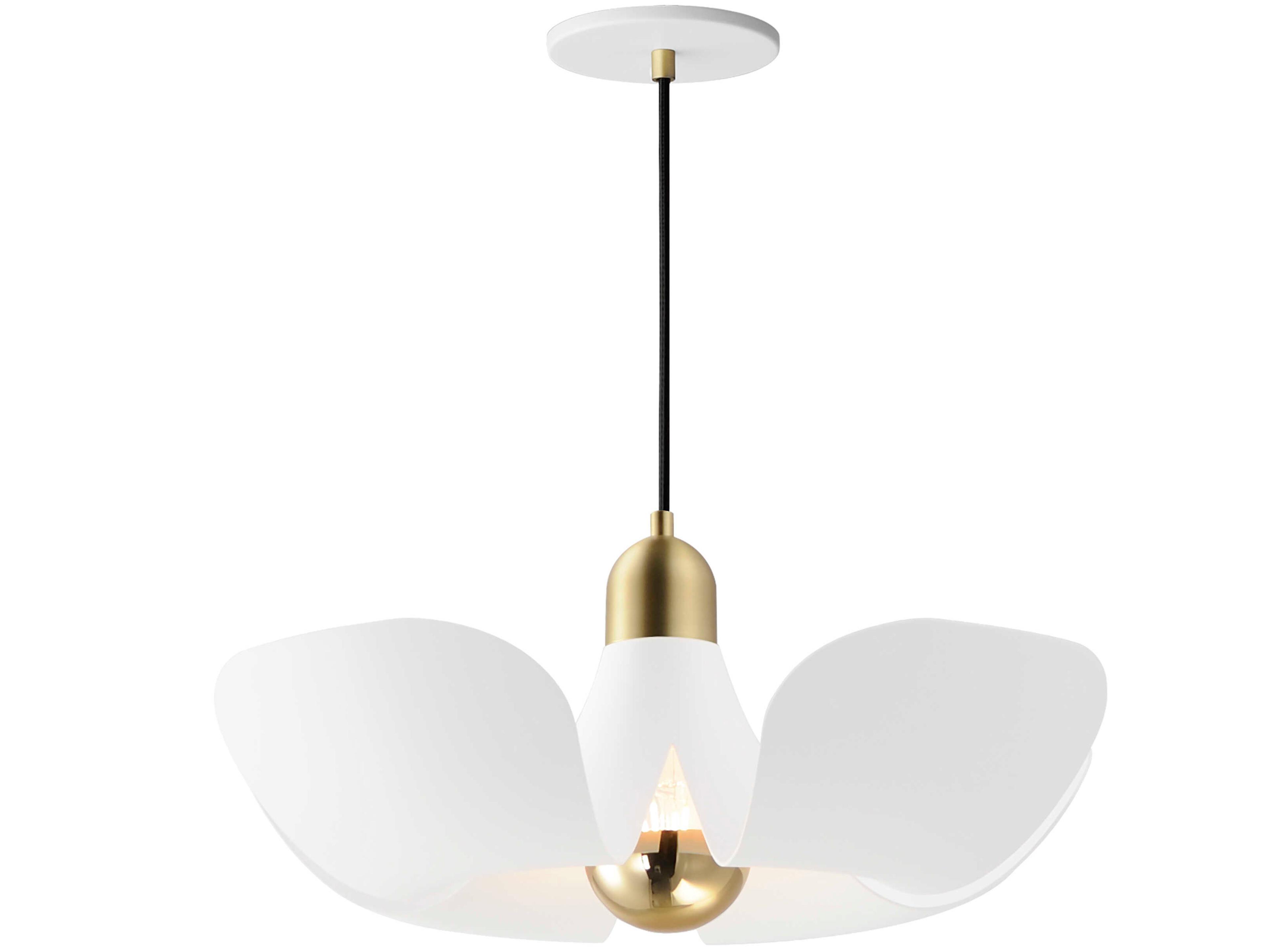 Poppy 1-Light White Satin Brass Pendant