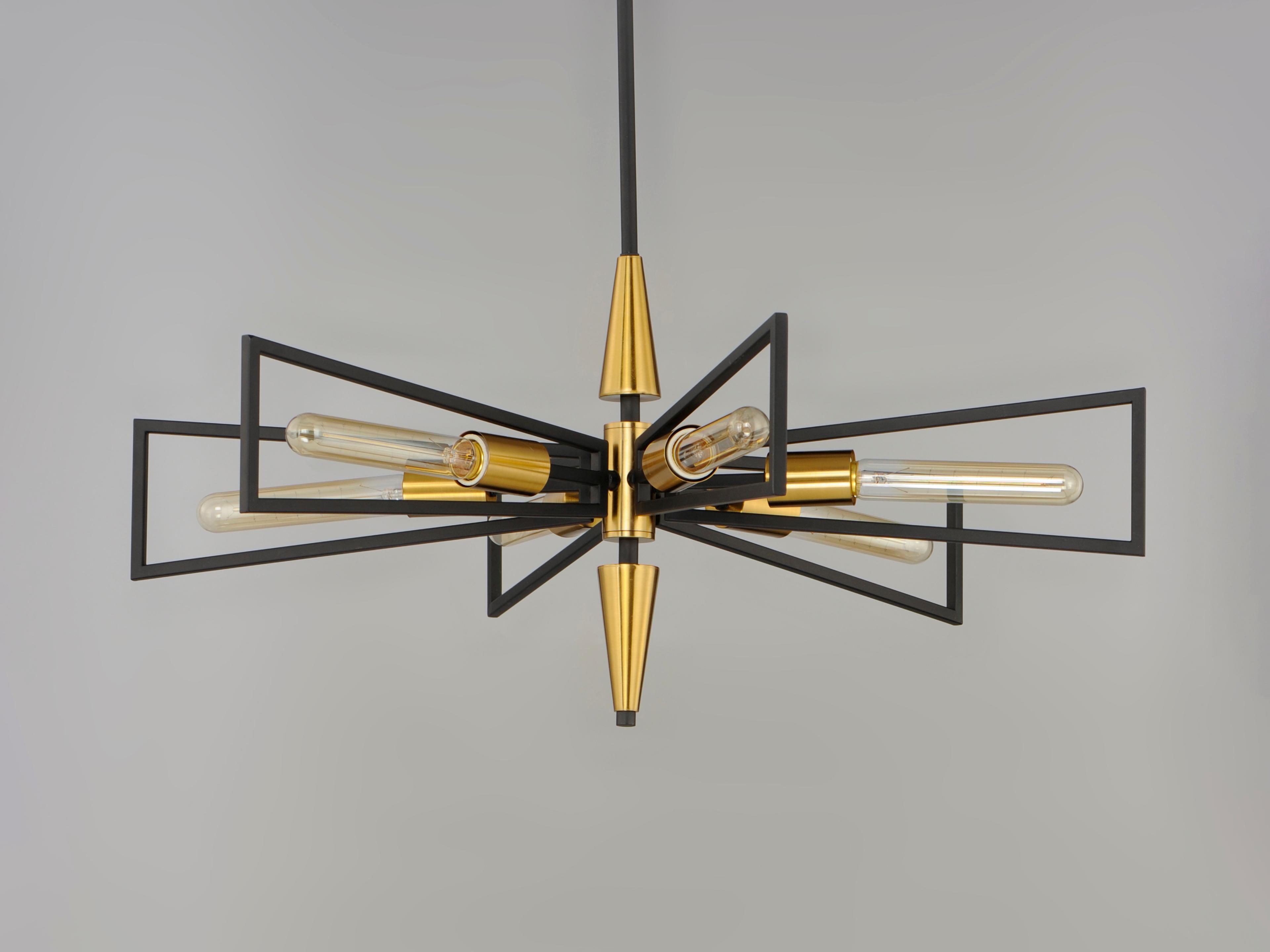 Maxim Lighting Wings 6-Light Black Satin Brass Geometric Sputnik Chandelier