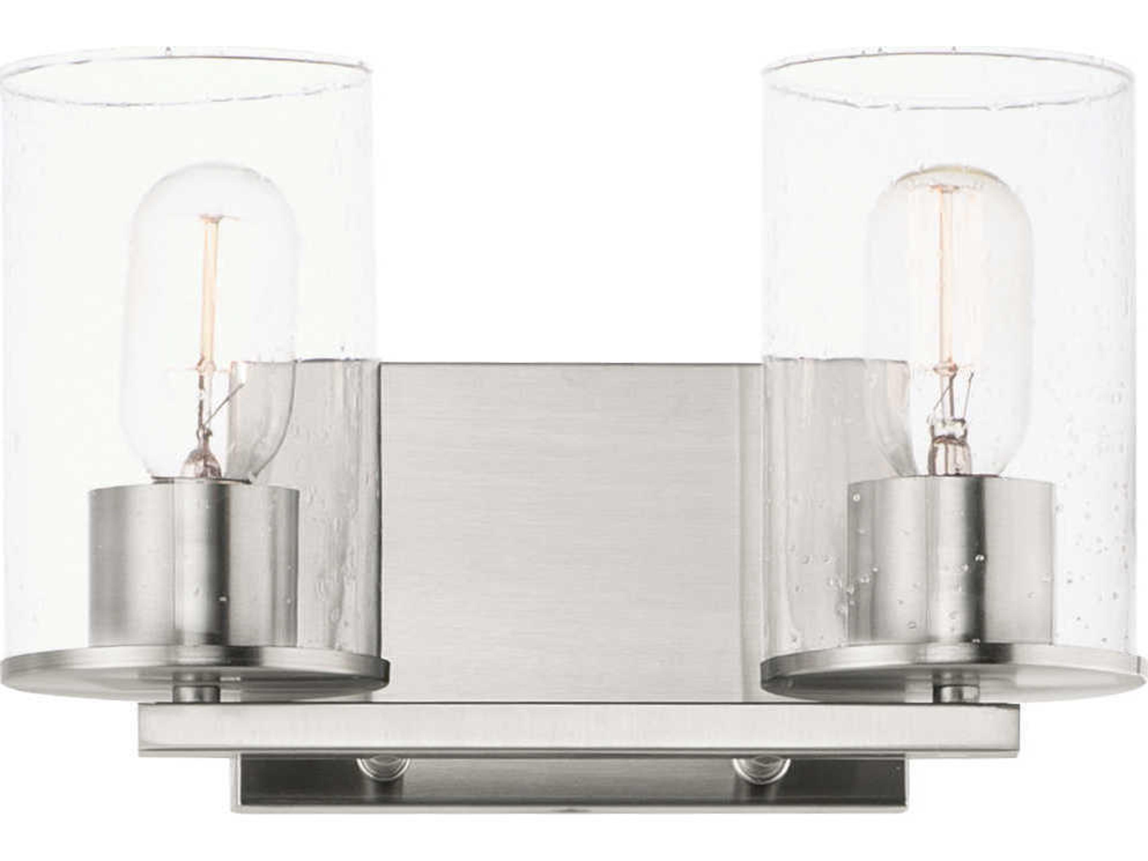 Sleek 2-Light Satin Nickel Glass Vanity Light