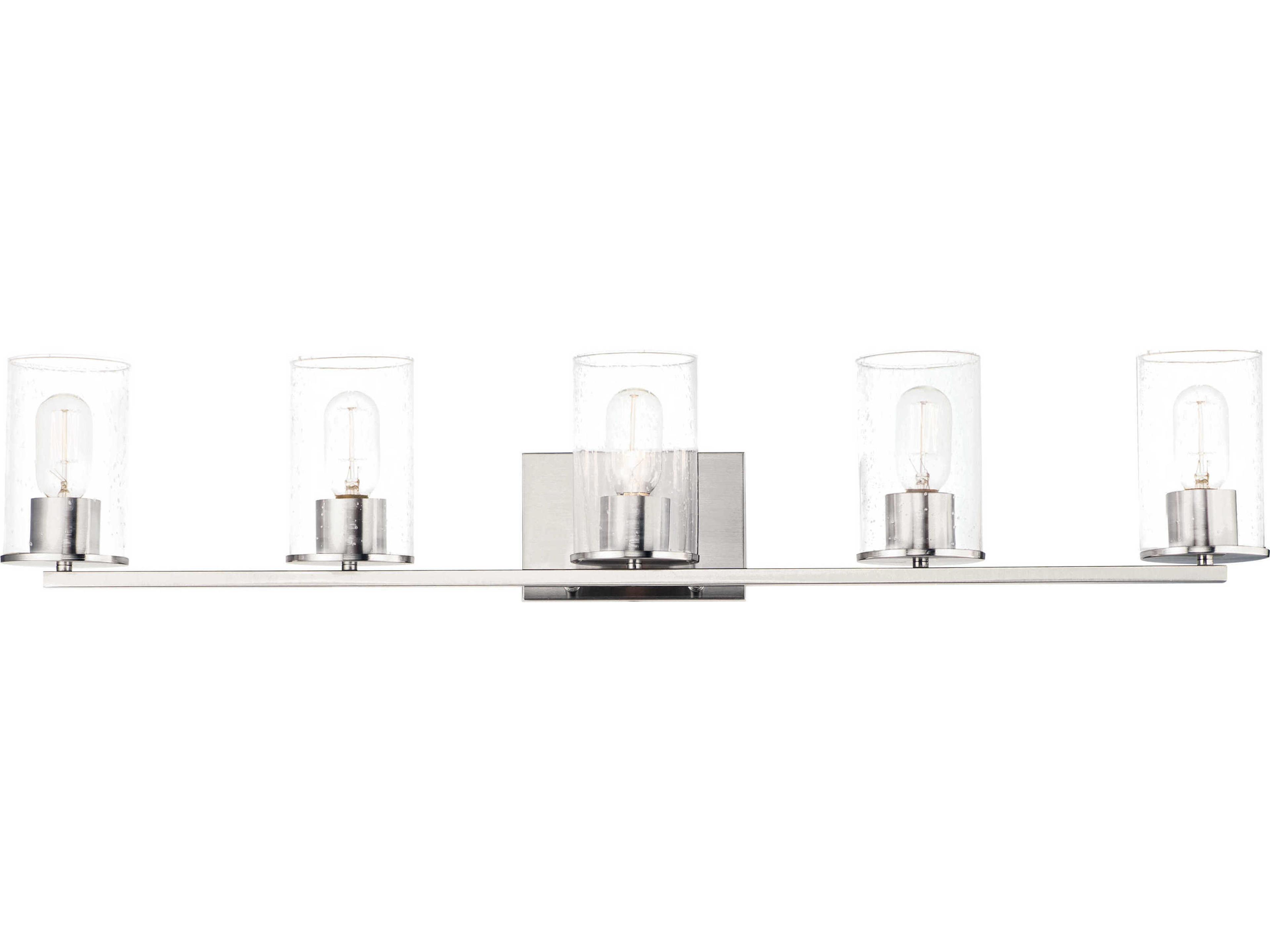 Sleek 5-Light Satin Nickel Glass Vanity Light