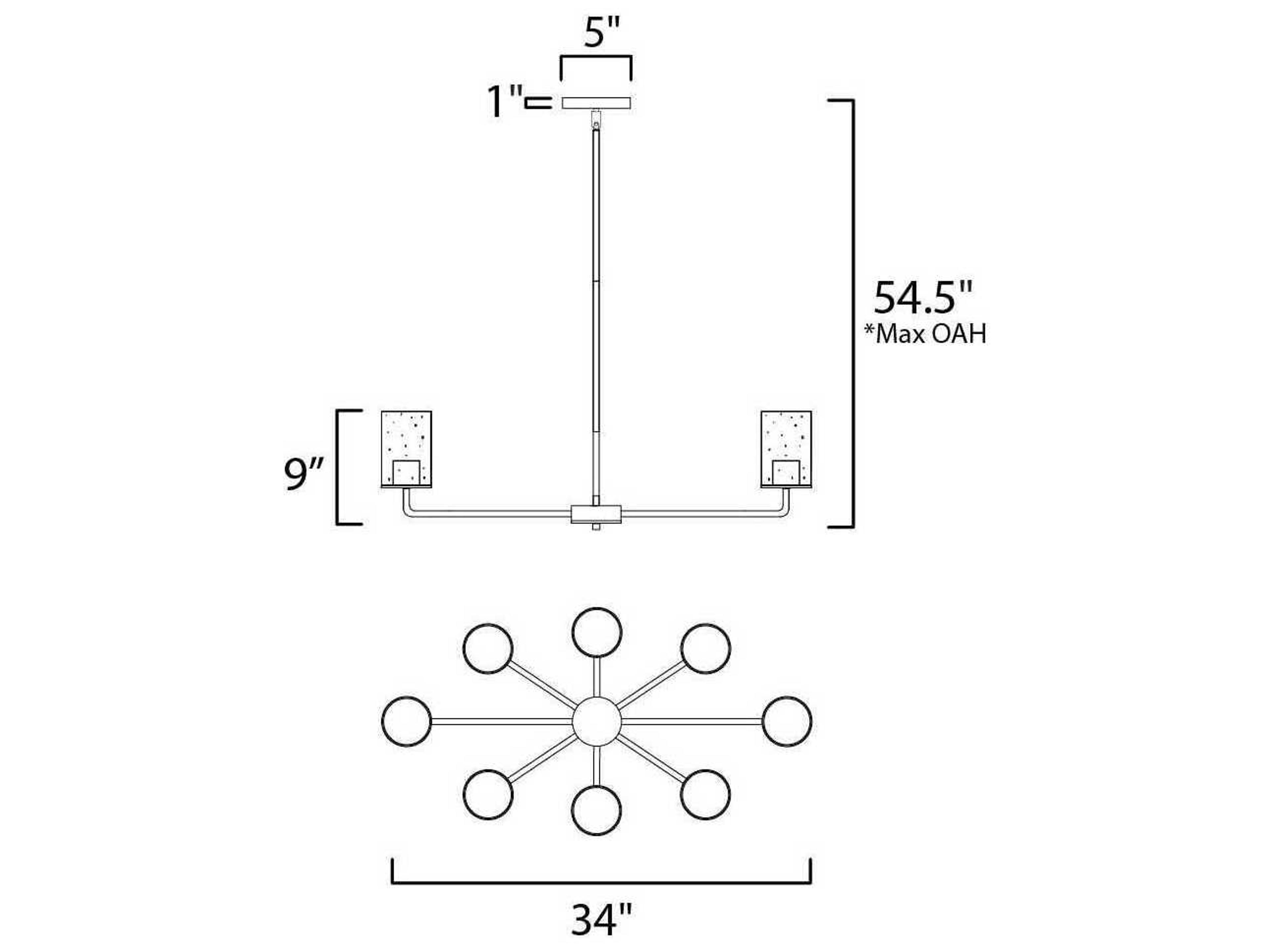 Maxim Lighting Sleek 8-Light Satin Nickel Glass Cylinder Chandelier