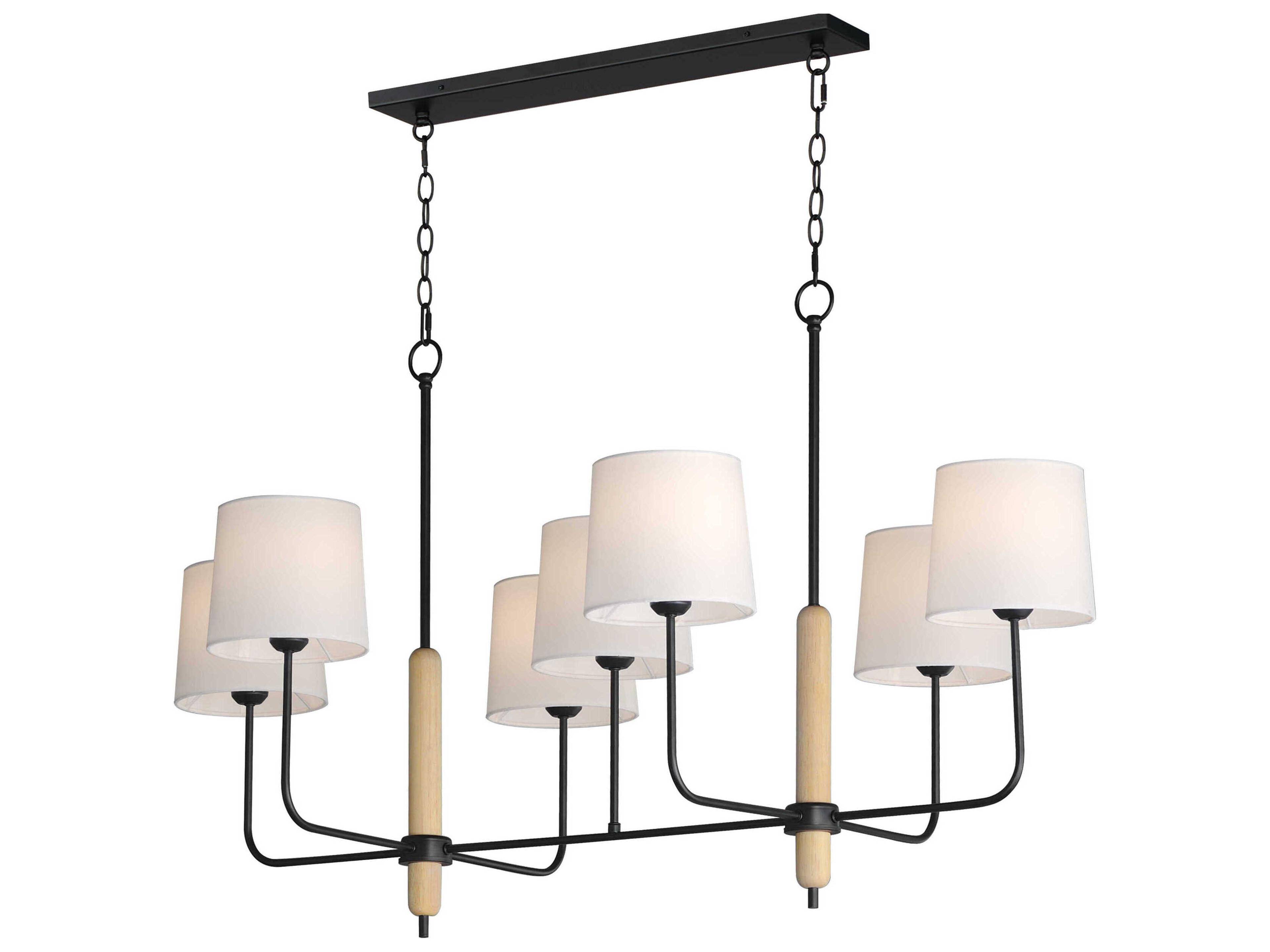 Bozeman 7-Light Natural Wood Drum Round Island Pendant