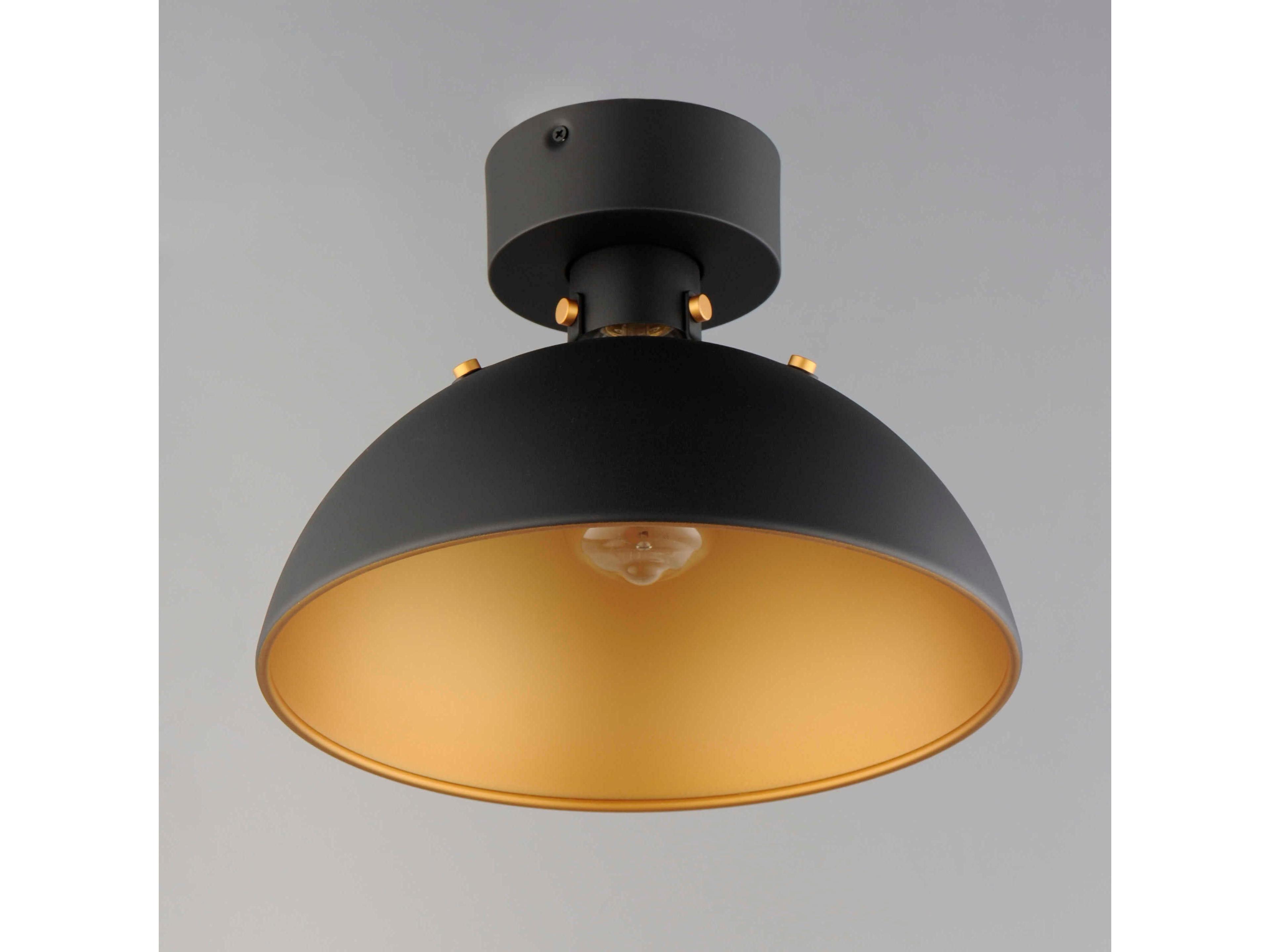 Maxim Lighting Dawn 1-Light Antique Brass Black Dome Semi Flush Mount