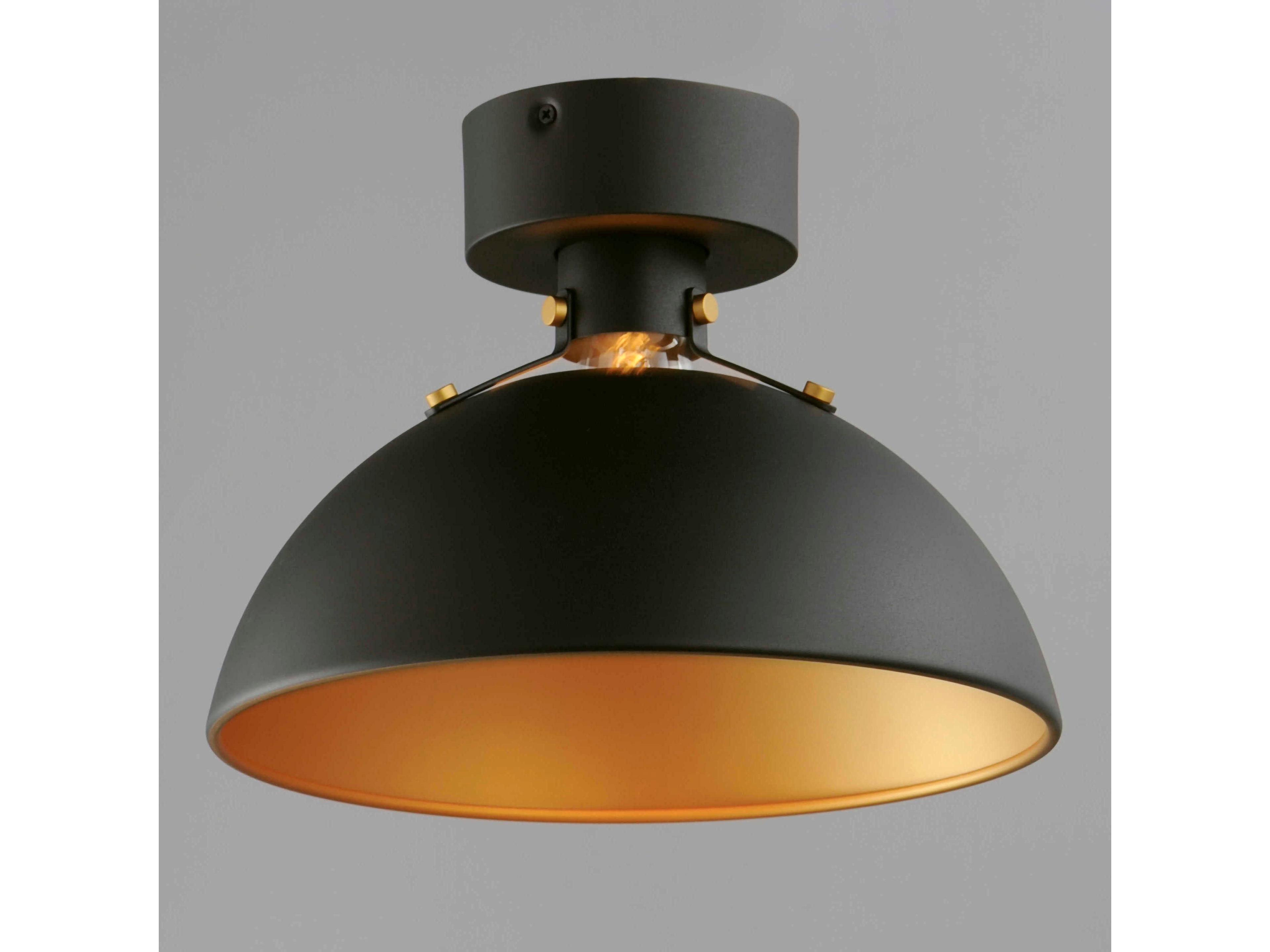 Maxim Lighting Dawn 1-Light Antique Brass Black Dome Semi Flush Mount
