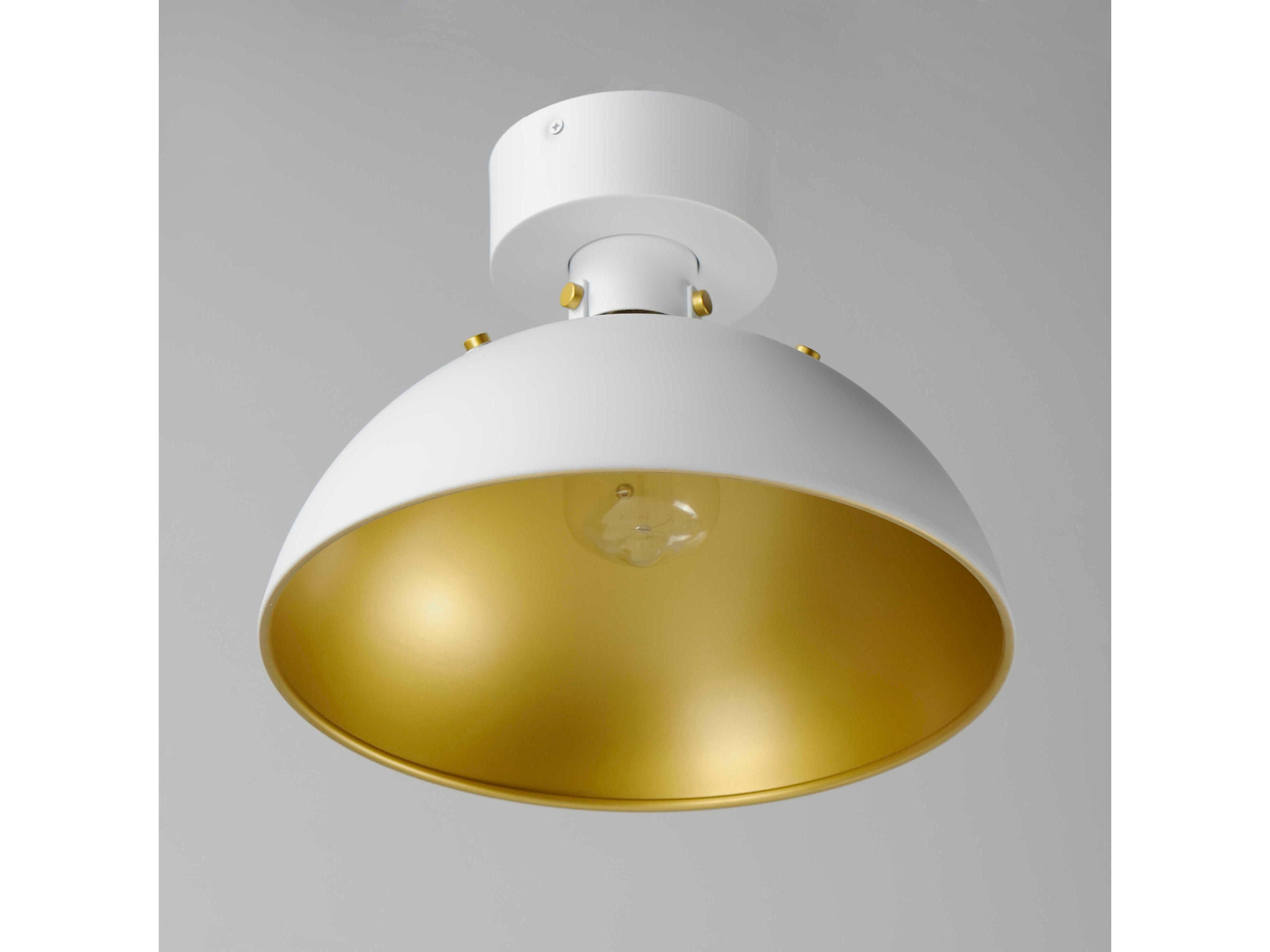 Maxim Lighting Dawn 1-Light White Satin Brass Dome Semi Flush Mount