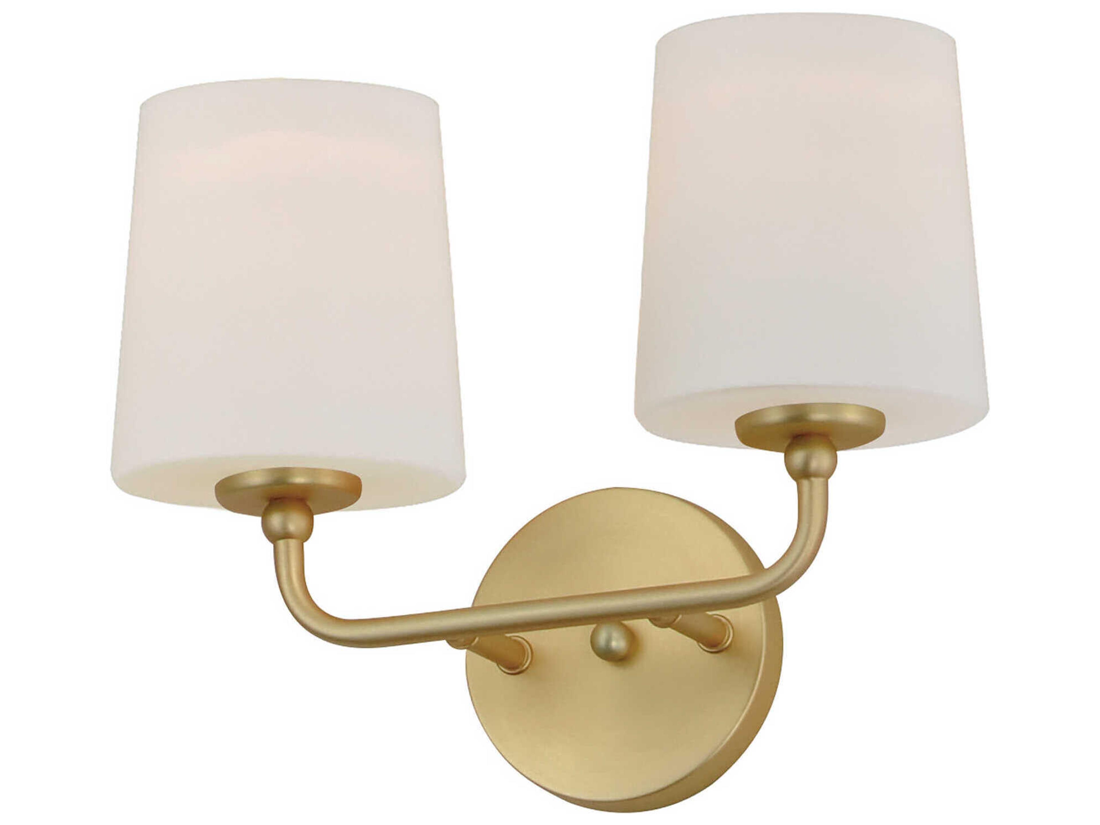 Bristol 2-Light Satin Brass Glass Vanity Light