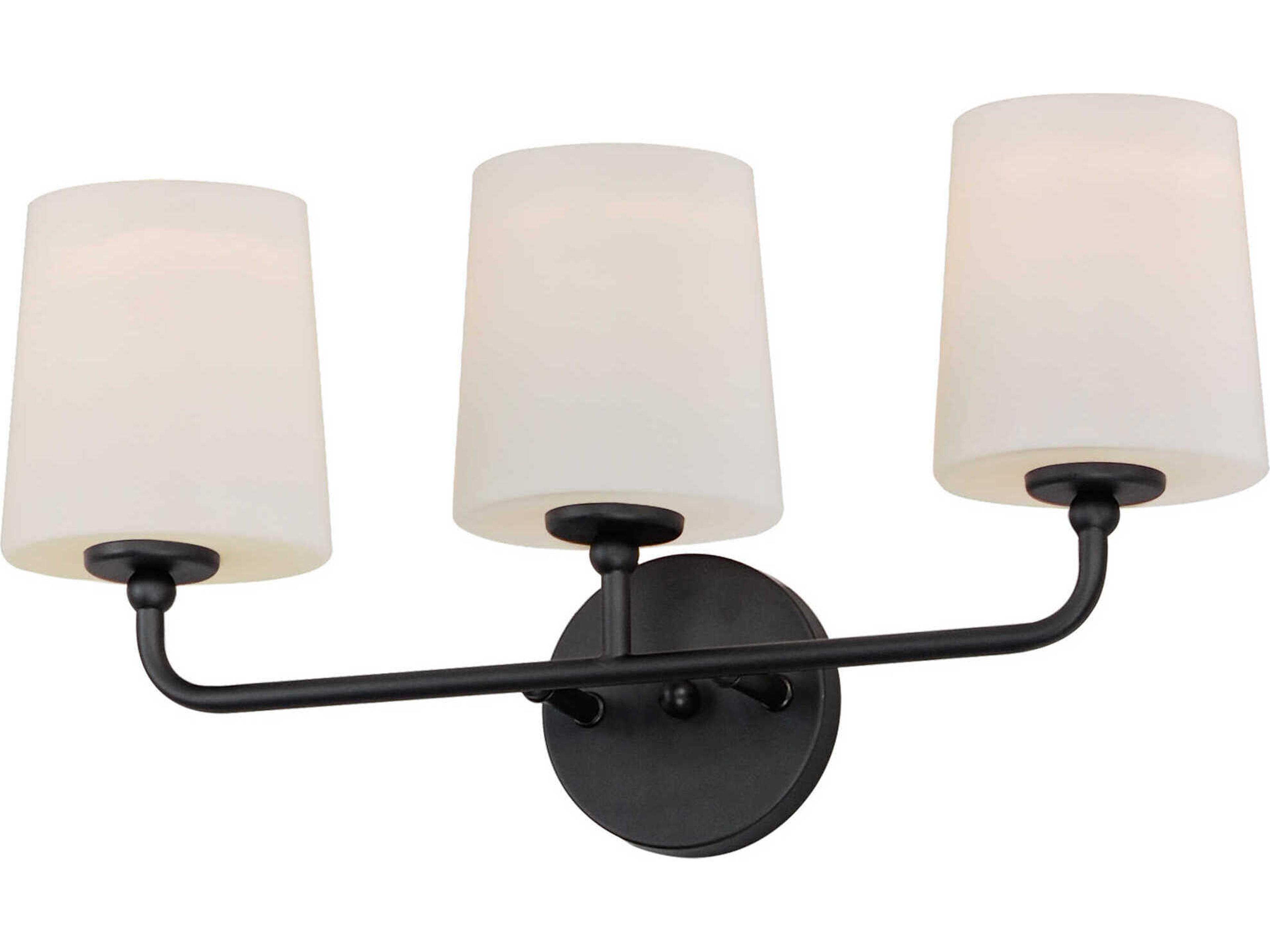 Bristol 3-Light Black Glass Vanity Light