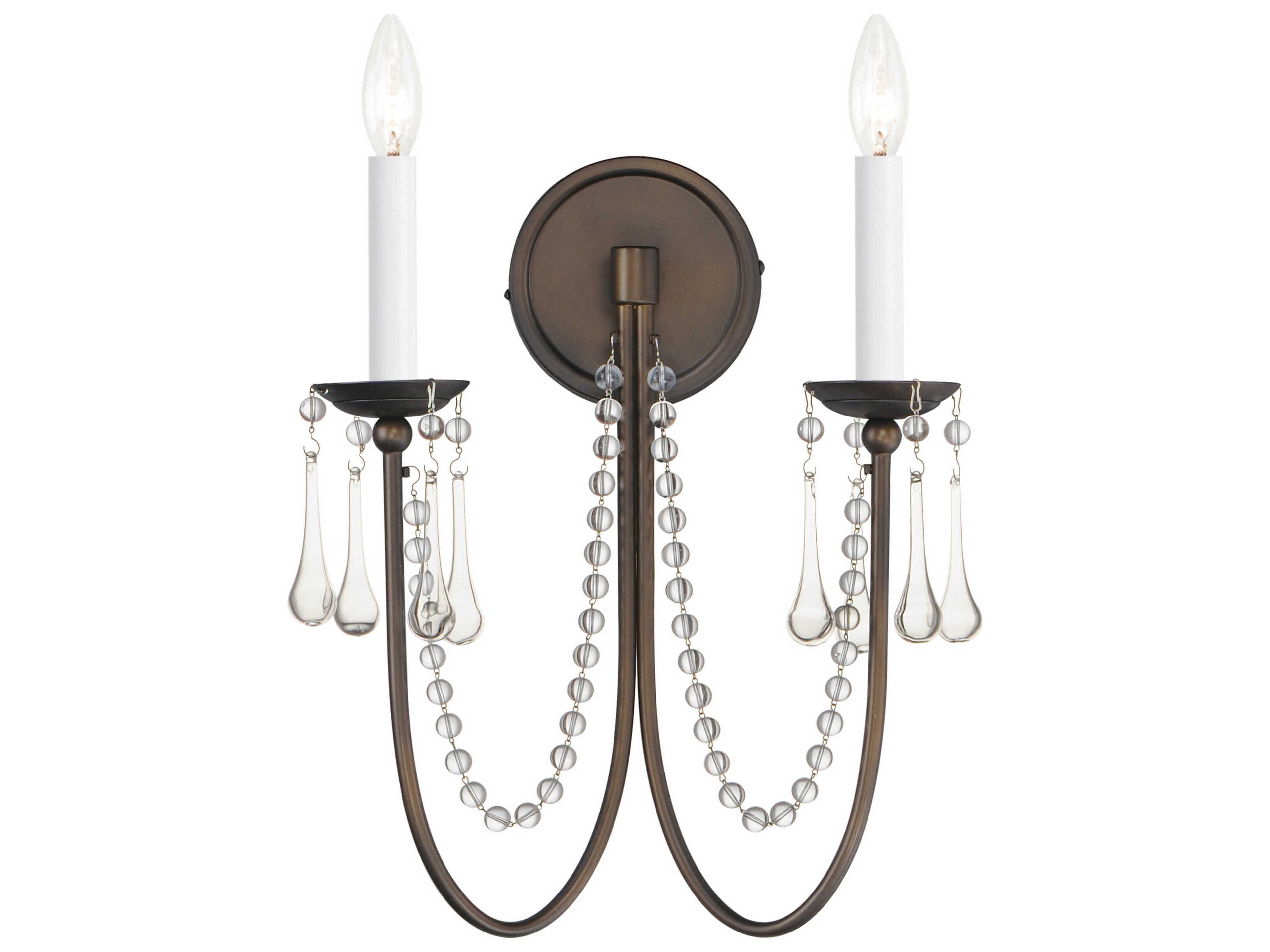 Plumette 2-Light Chestnut Bronze Crystal Wall Sconce