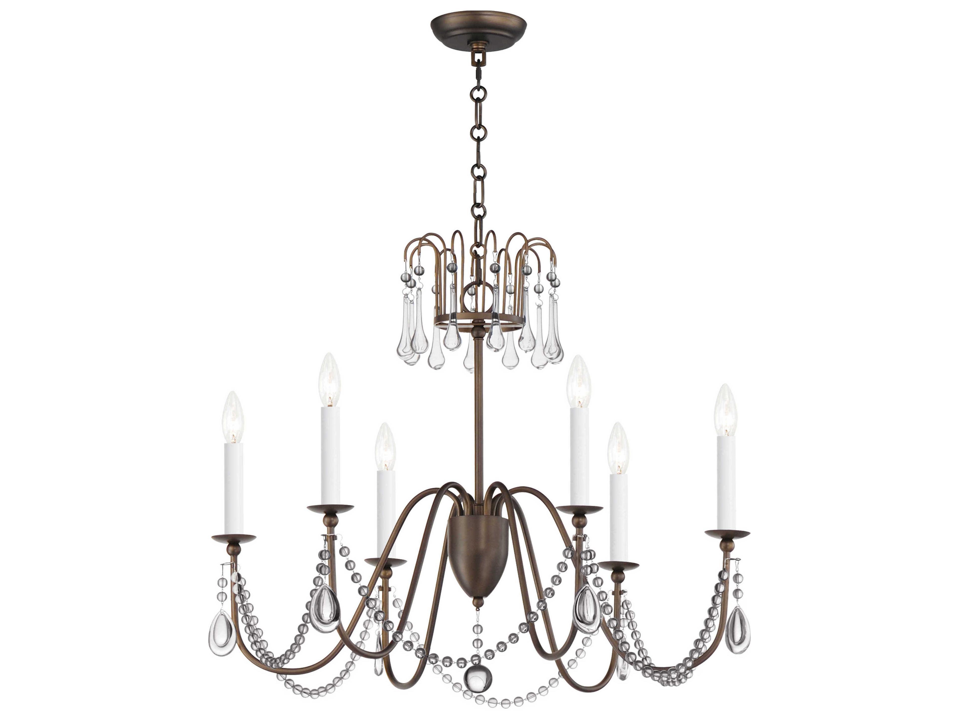 Plumette 6-Light Chestnut Bronze Crystal Candelabra Chandelier