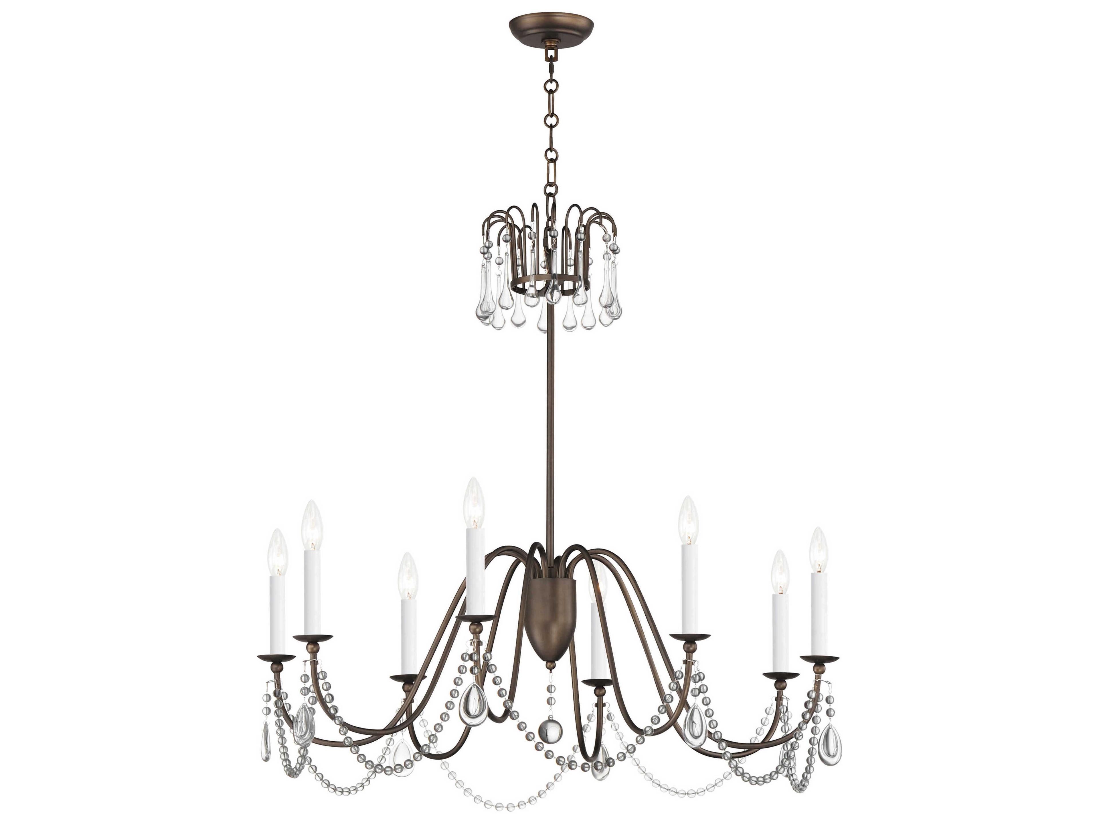 Plumette 8-Light Chestnut Bronze Crystal Candelabra Chandelier